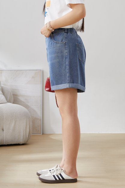 High Waist Slimming Denim Shorts Exk5055