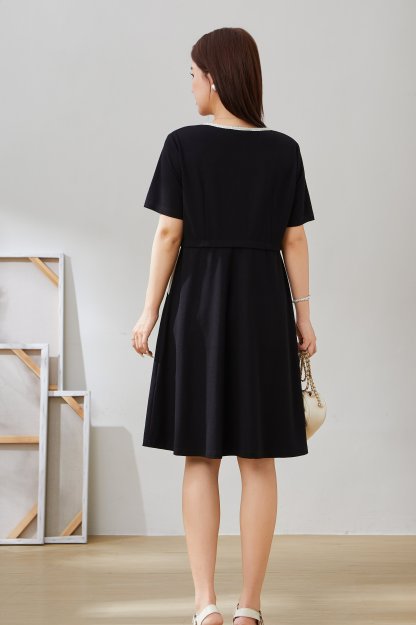 Spliced French Style Elegant Waist-Cinching Dress EXQ5376