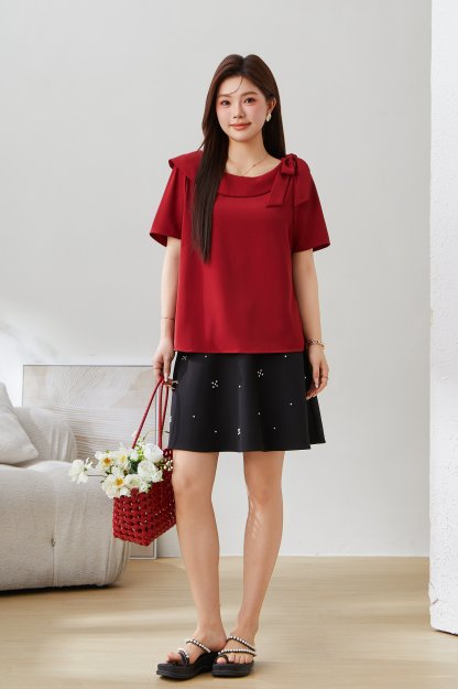 SEA French Asymmetric Bow Shirt Exa5092