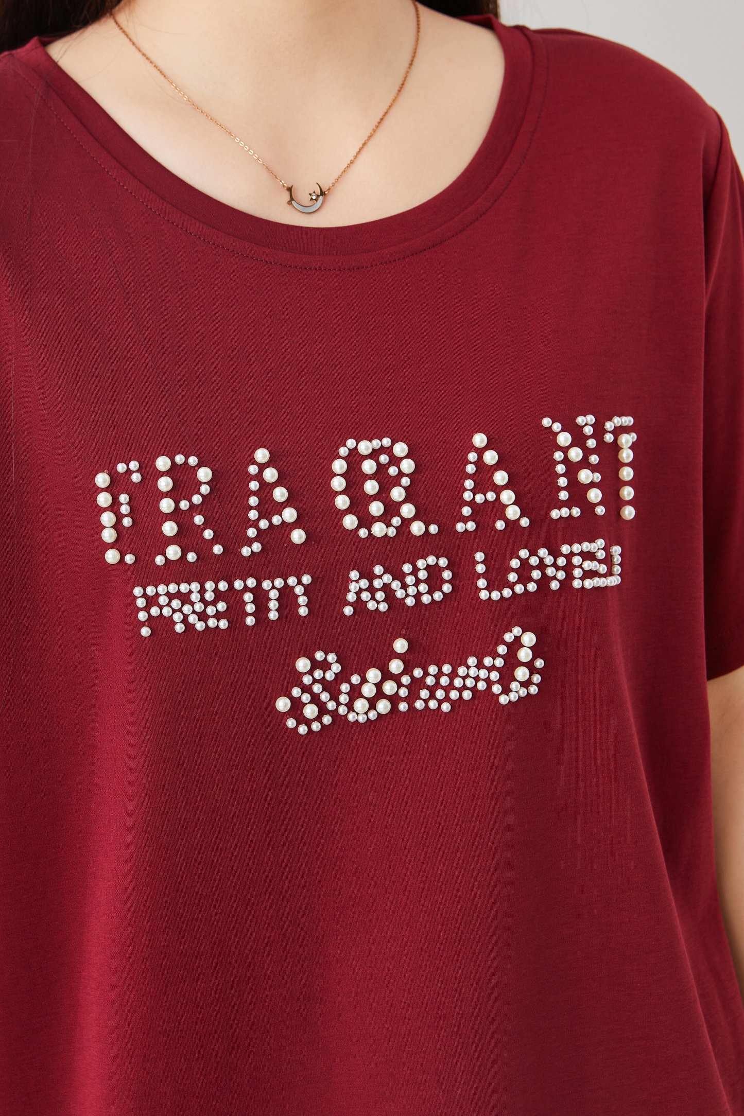 Beaded Casual Versatile T-Shirt EXZ3057