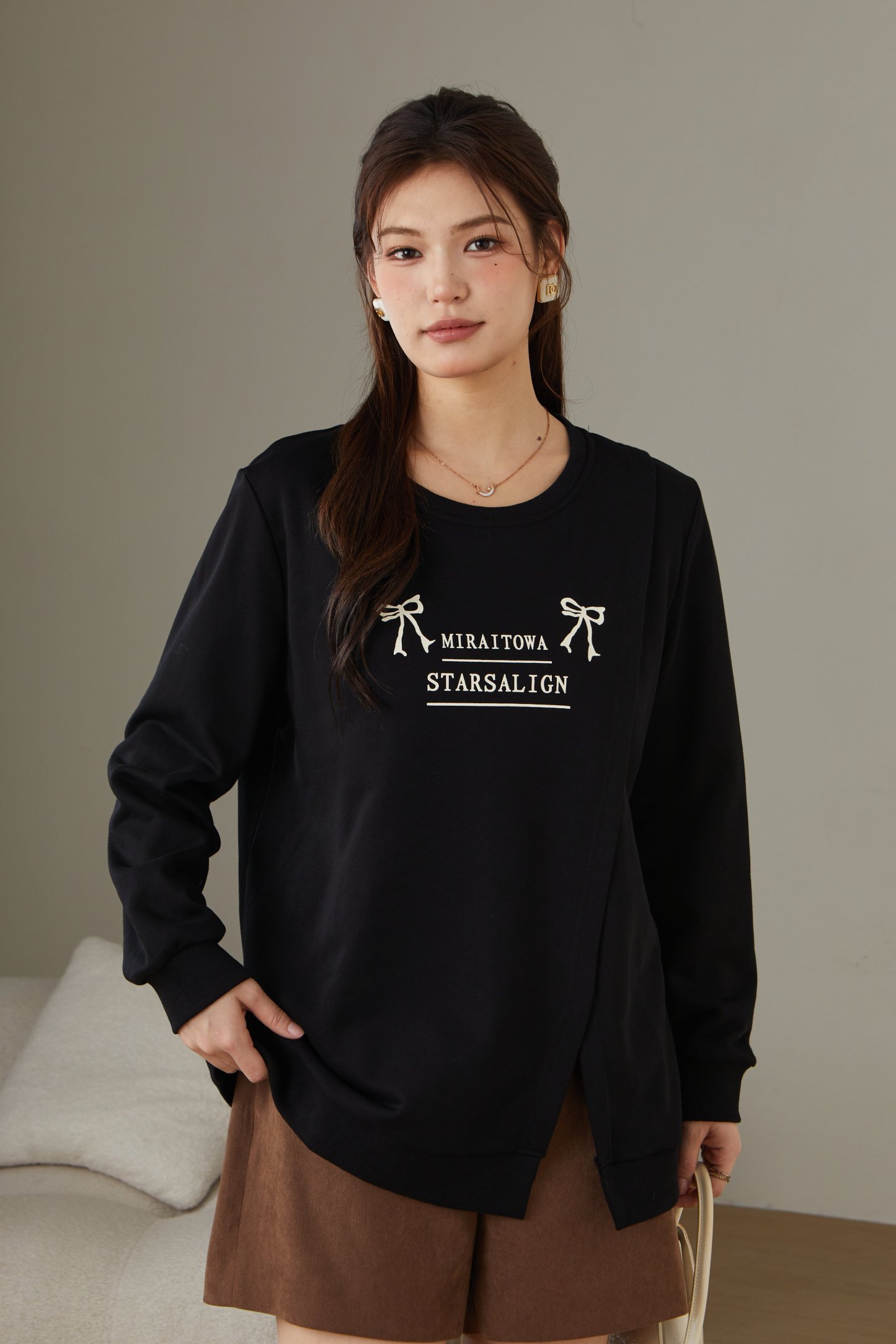 Slit Printed Sweatshirt DDZ2236