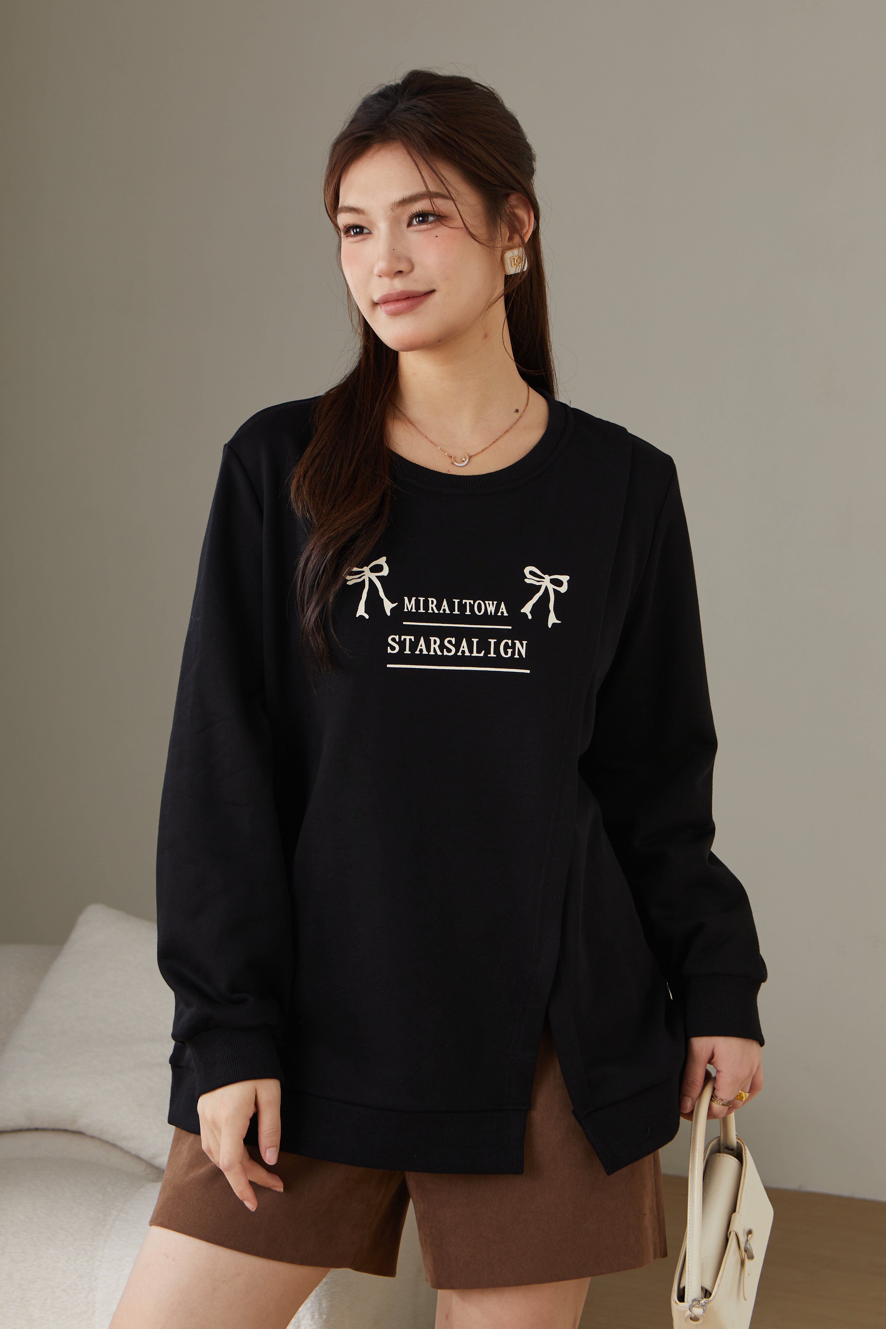 Slit Printed Sweatshirt DDZ2236