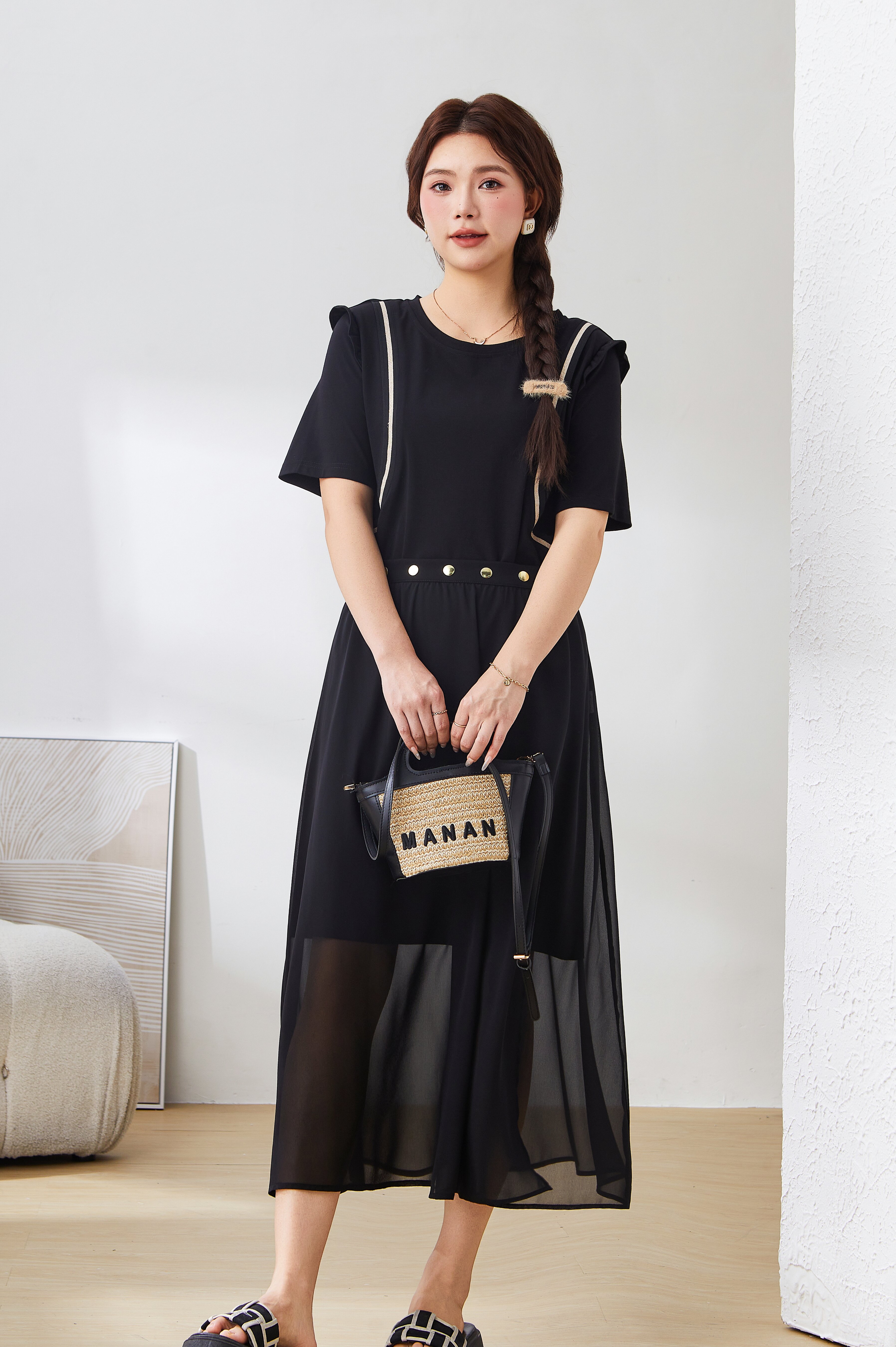 Flounced Sleeve Dress Suit Ext2952n
