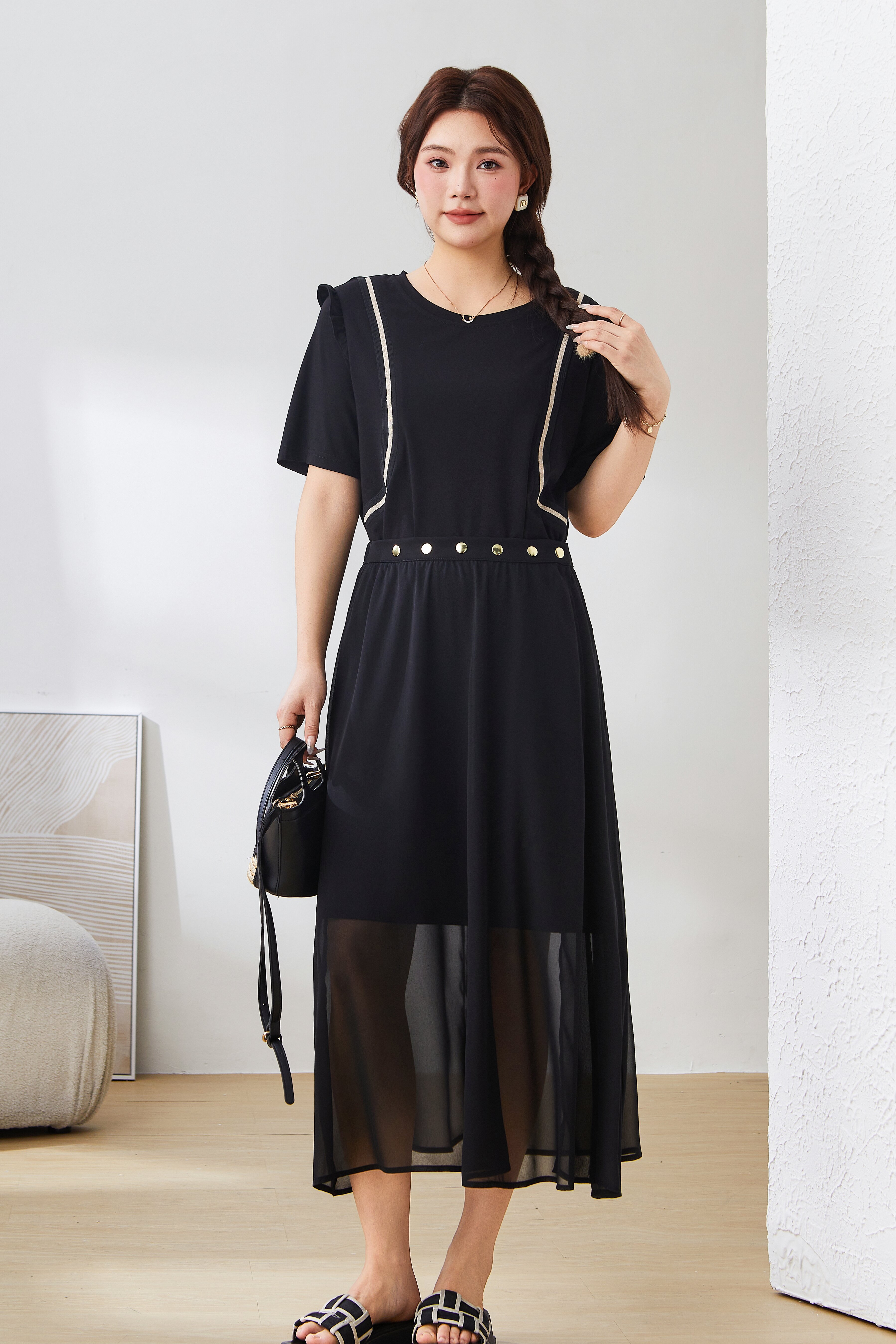 Flounced Sleeve Dress Suit Ext2952n