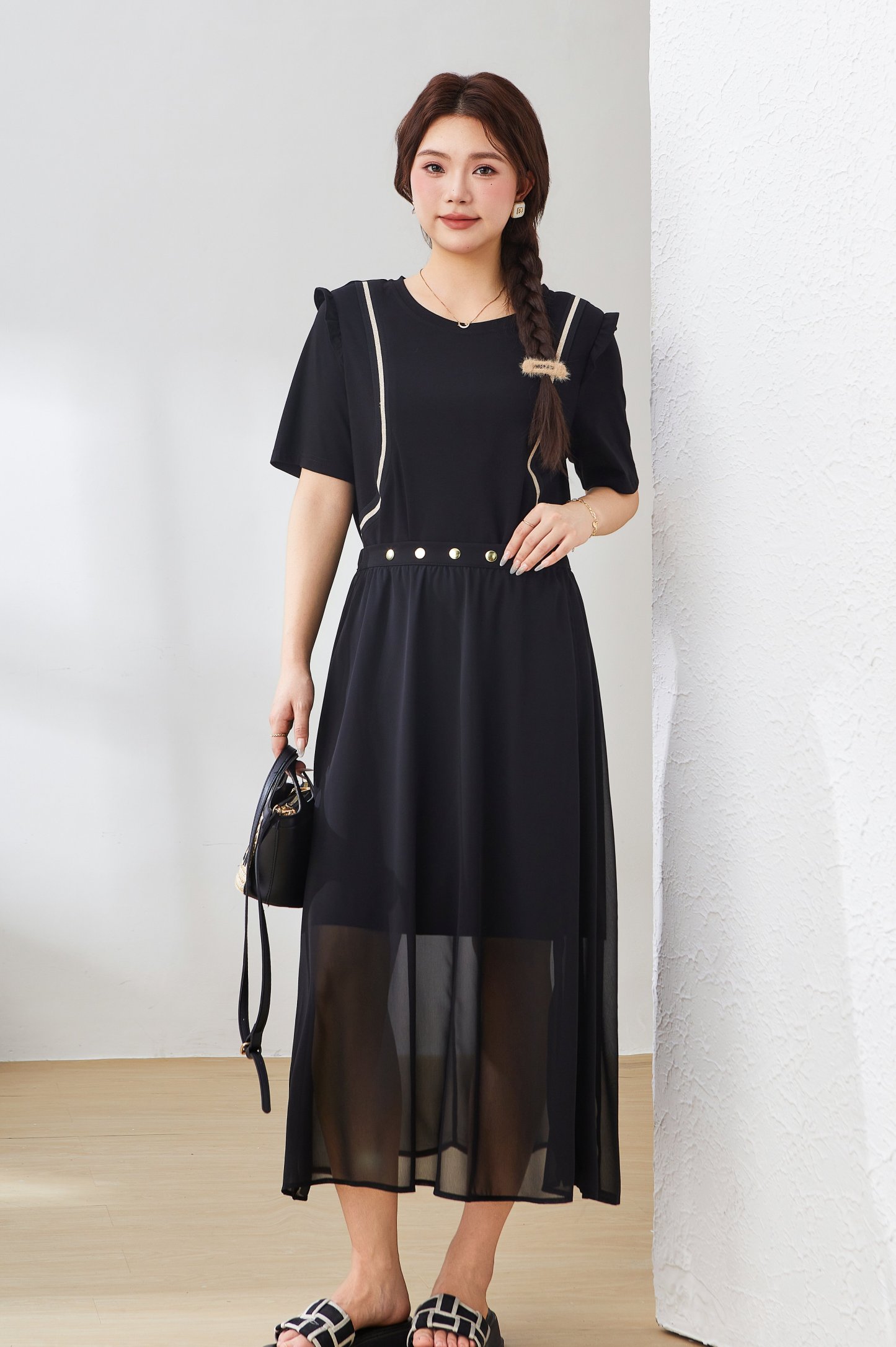 Flounced Sleeve Dress Suit Ext2952n