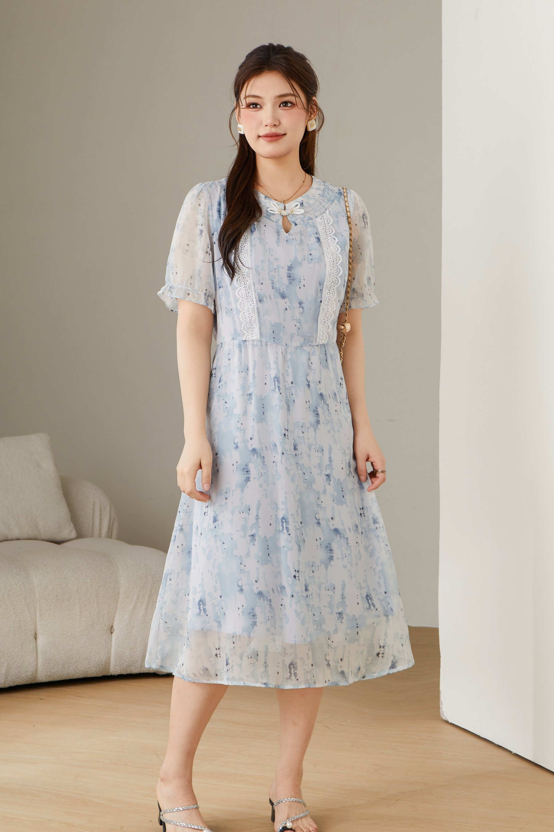 Ink Wash Chinese Style Button Dress DXQ1790