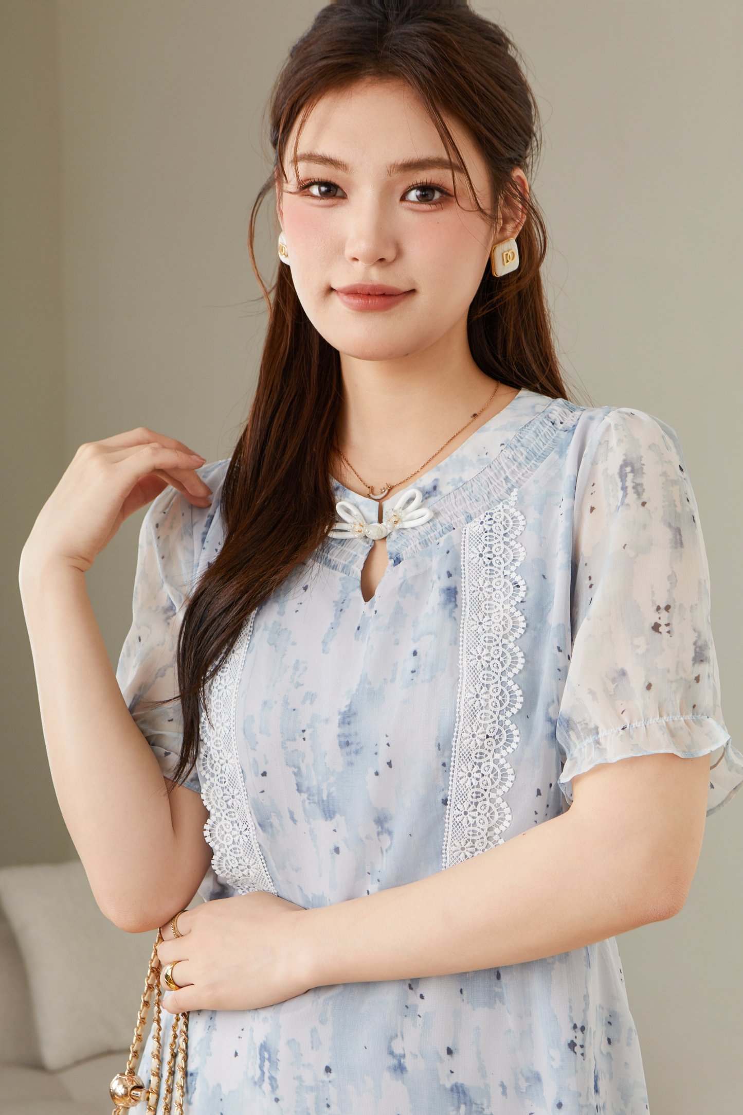 Ink Wash Chinese Style Button Dress DXQ1790