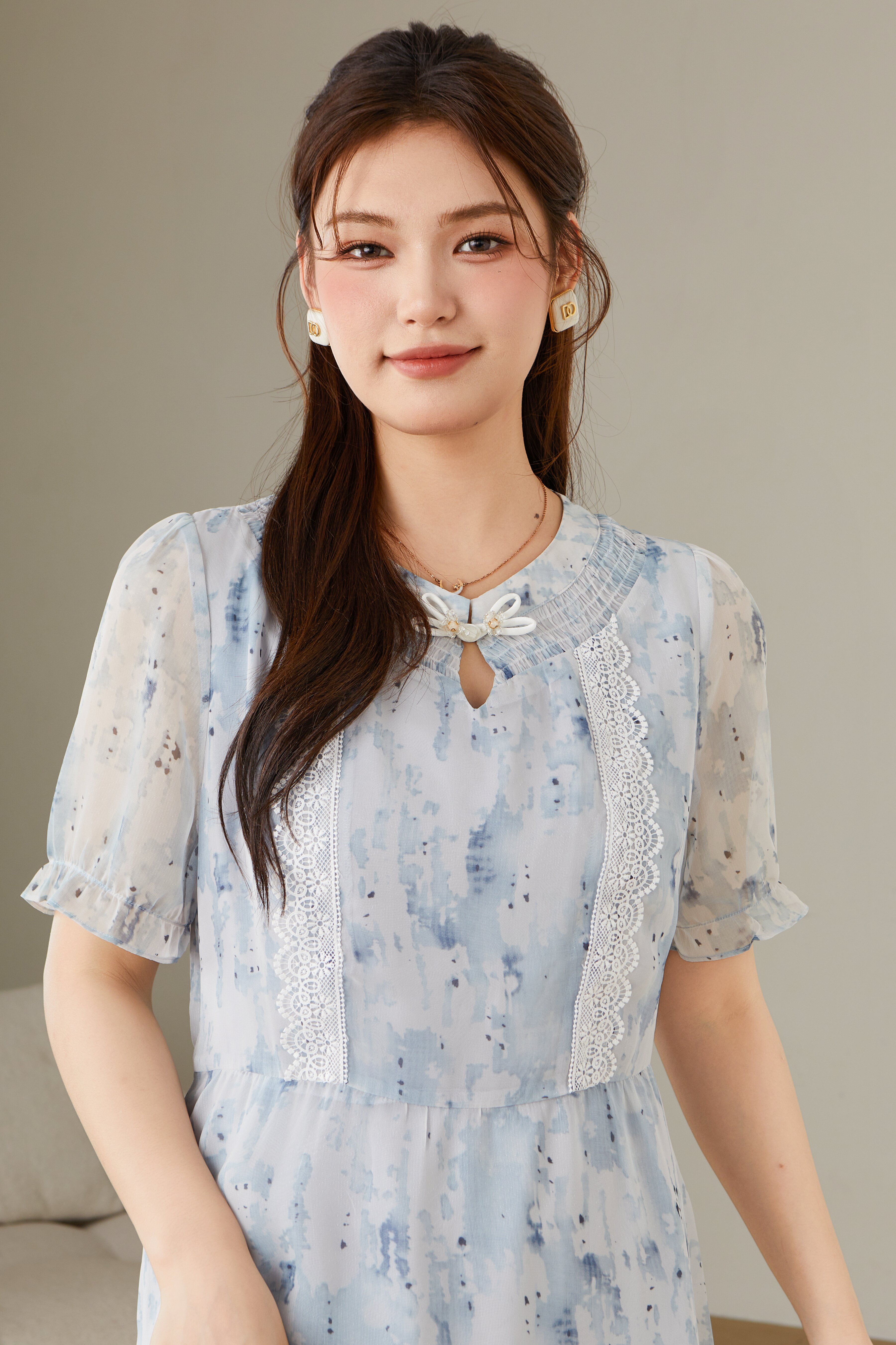 Ink Wash Chinese Style Button Dress DXQ1790