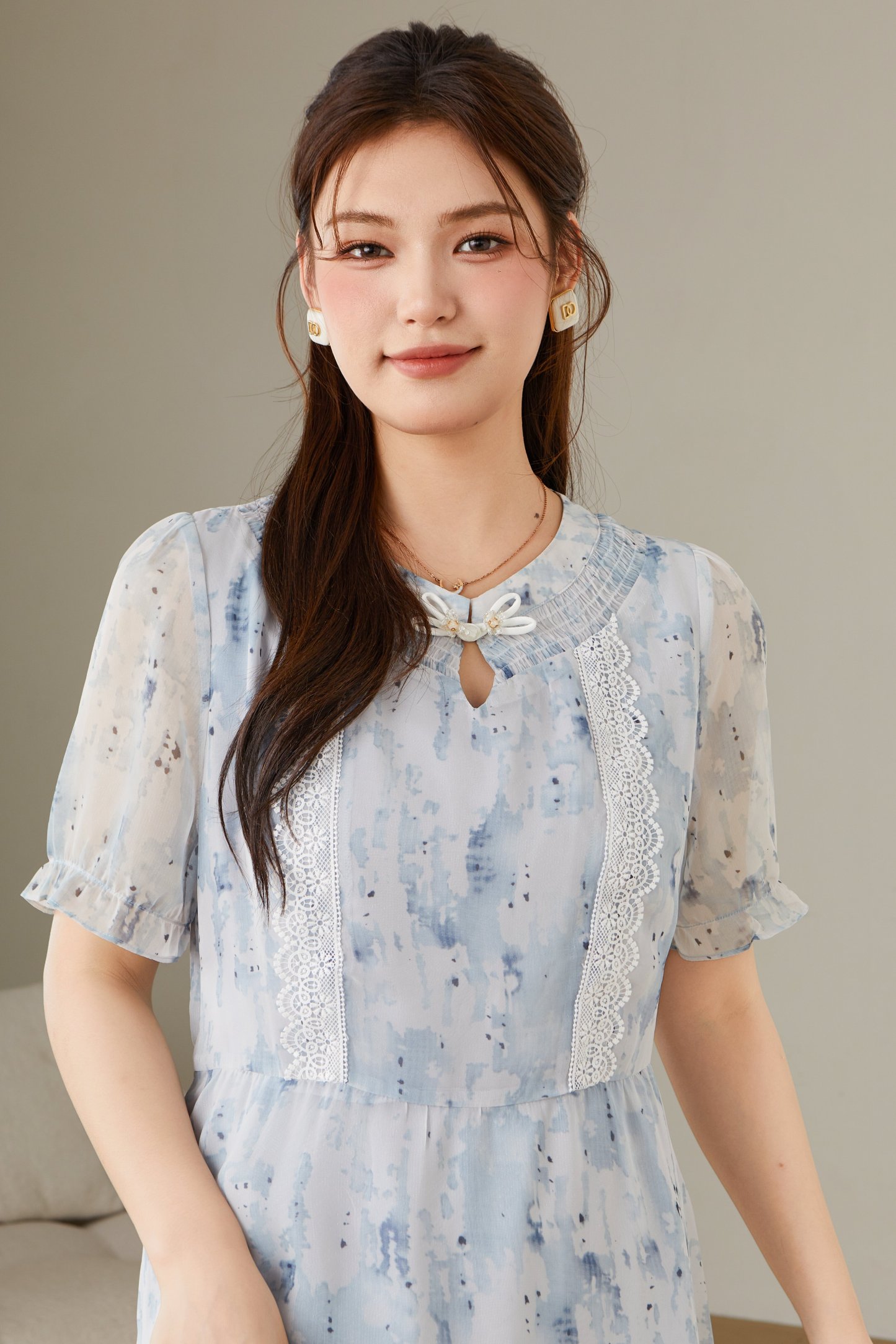 Ink Wash Chinese Style Button Dress DXQ1790