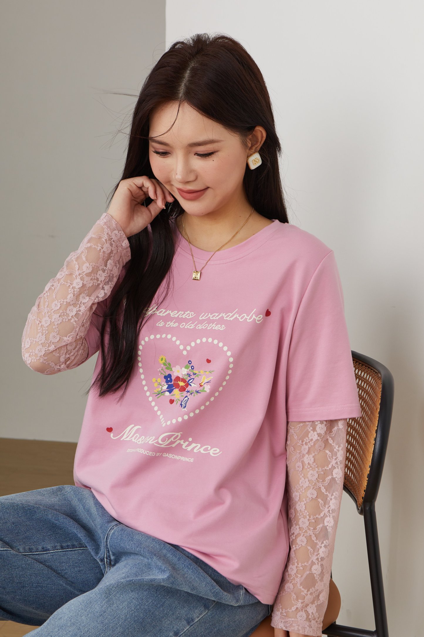 Lace Patchwork Fake Two-Piece T-Shirt ECZ2523