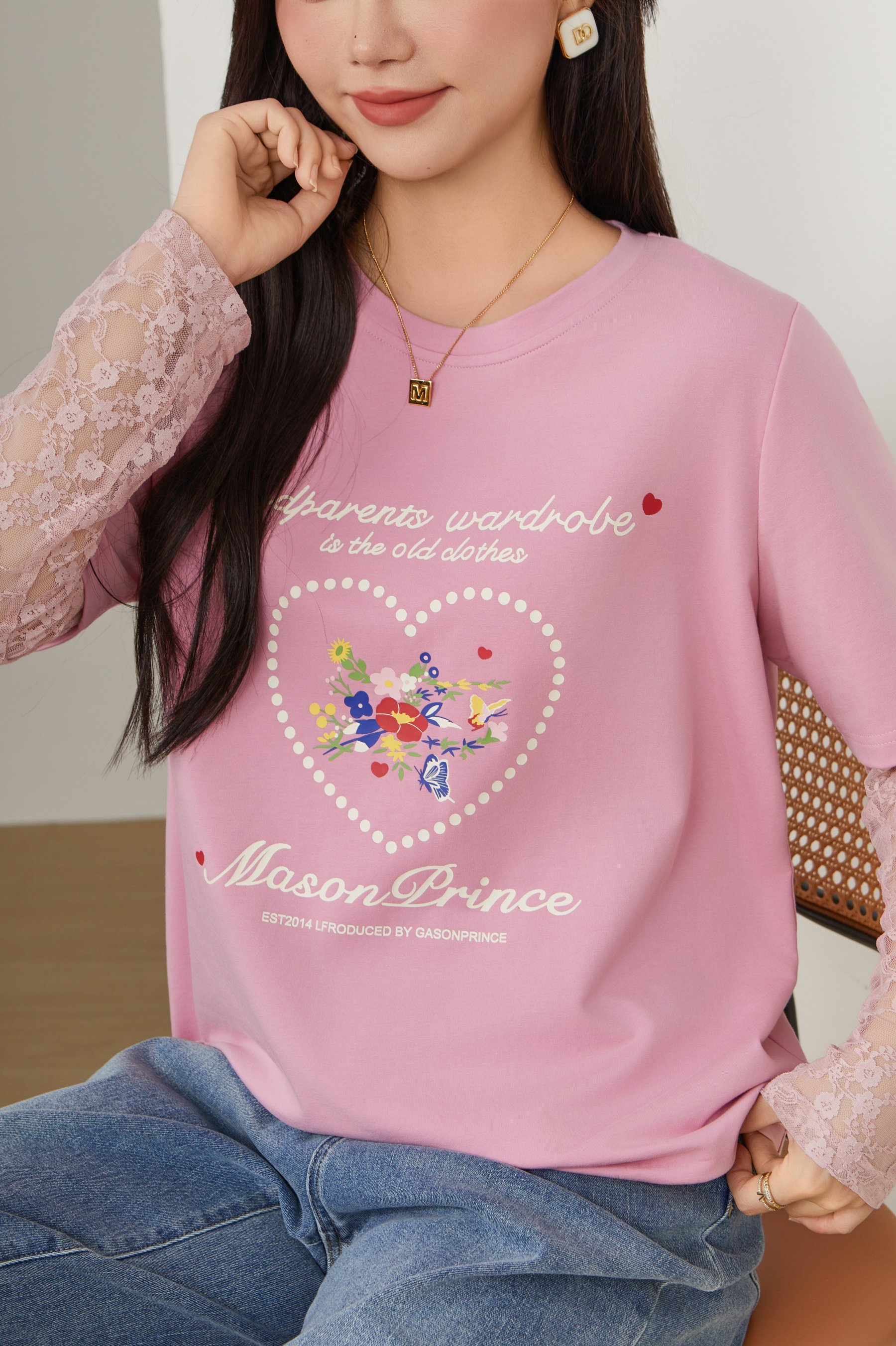 Lace Patchwork Fake Two-Piece T-Shirt ECZ2523