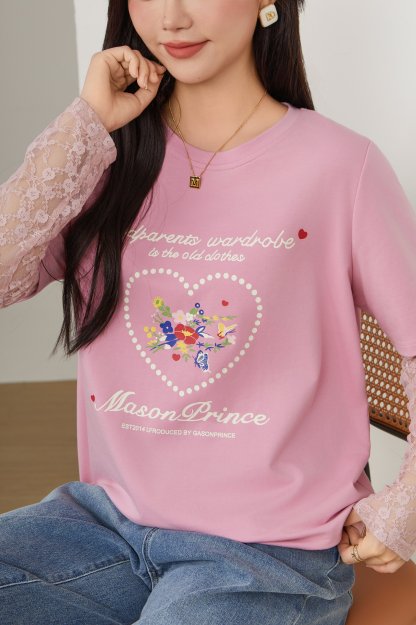 Lace Patchwork Fake Two-Piece T-Shirt ECZ2523