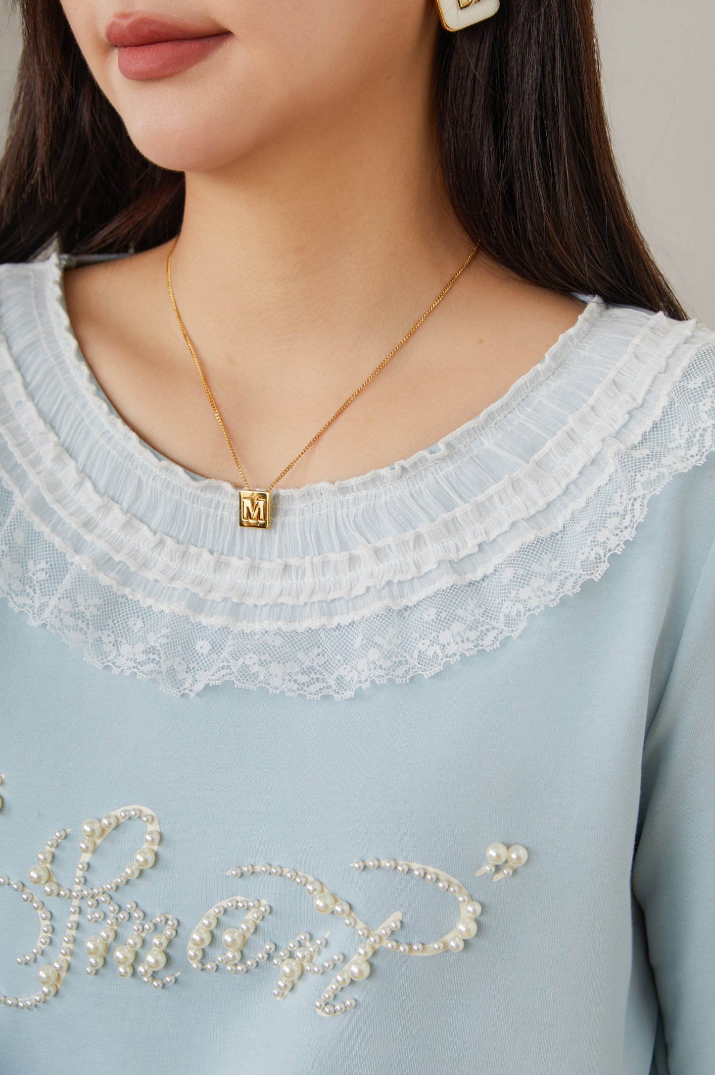 Printed Patchwork Lace T-Shirt Top ECZ2558