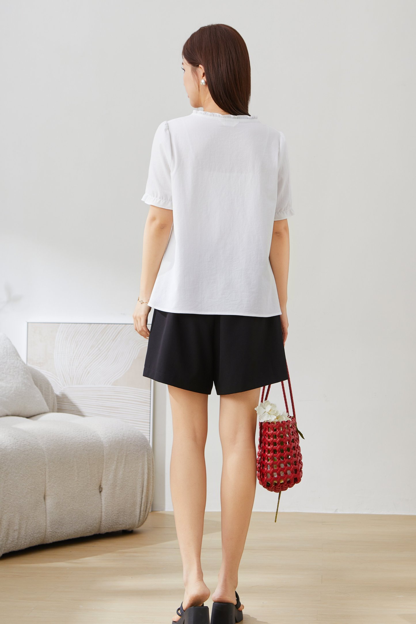 Colorful Embroidered Heavy Craft Top with Ruffled Edges EXA5398