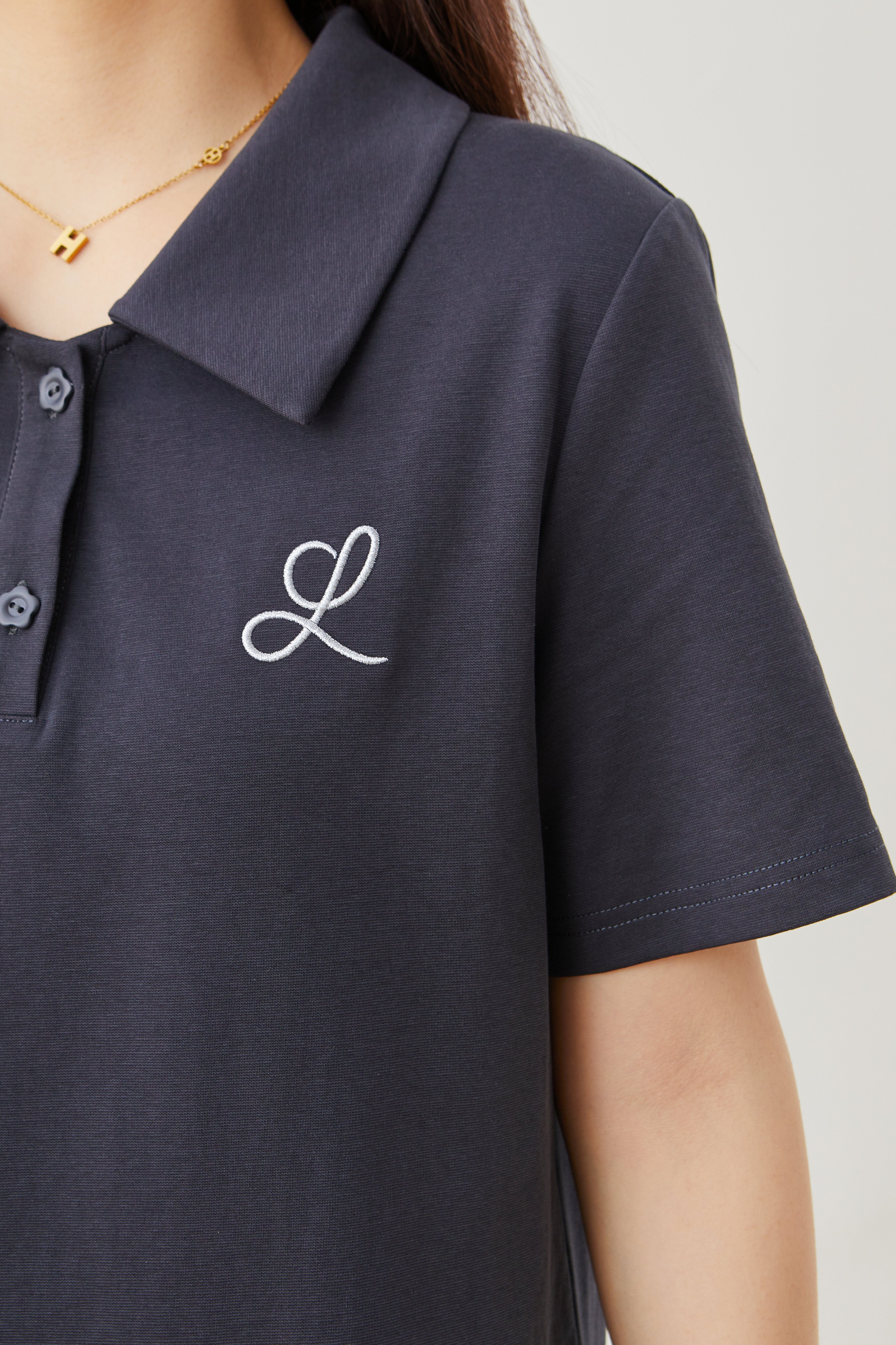 POLO Collar Pleated Skirt Knitted Dress EXQ5395