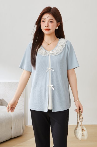 Sweet Doll Collar Fake Two-Piece Blouse EXA5273