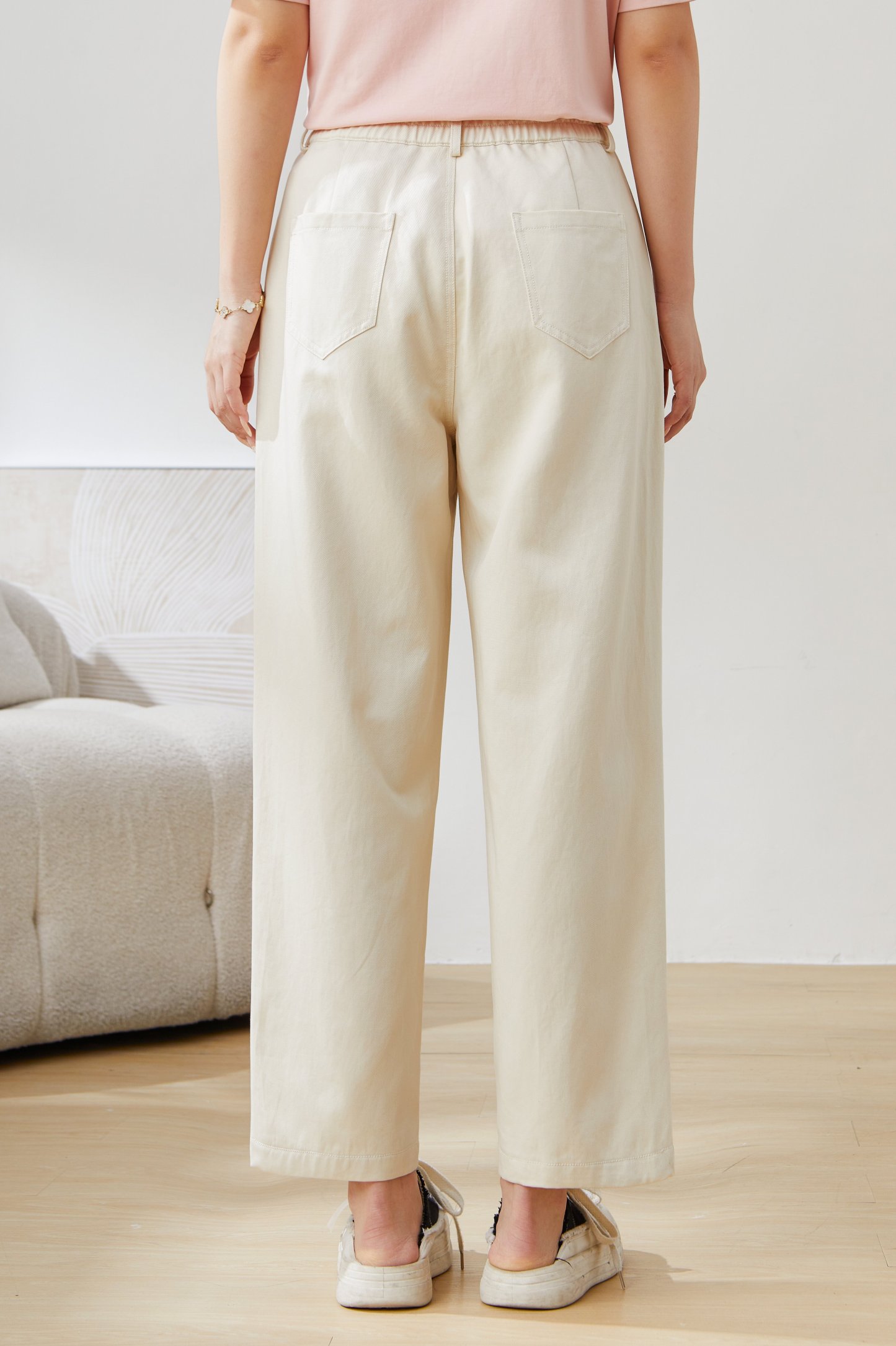 Lyocell Elastic Waist Straight Pants EXK5509