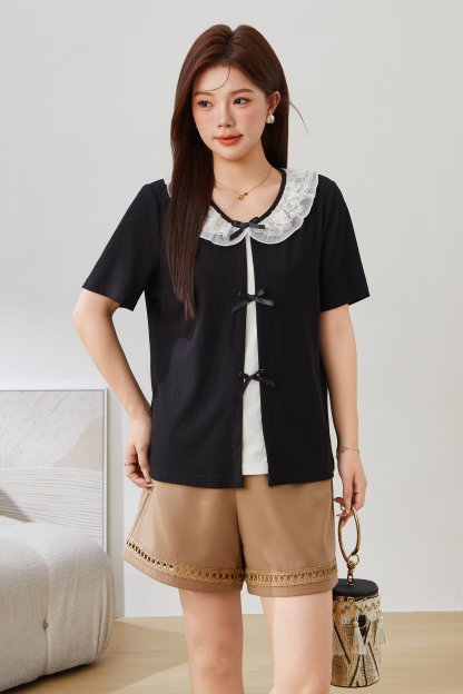 Sweet Doll Collar Fake Two-Piece Blouse EXA5273