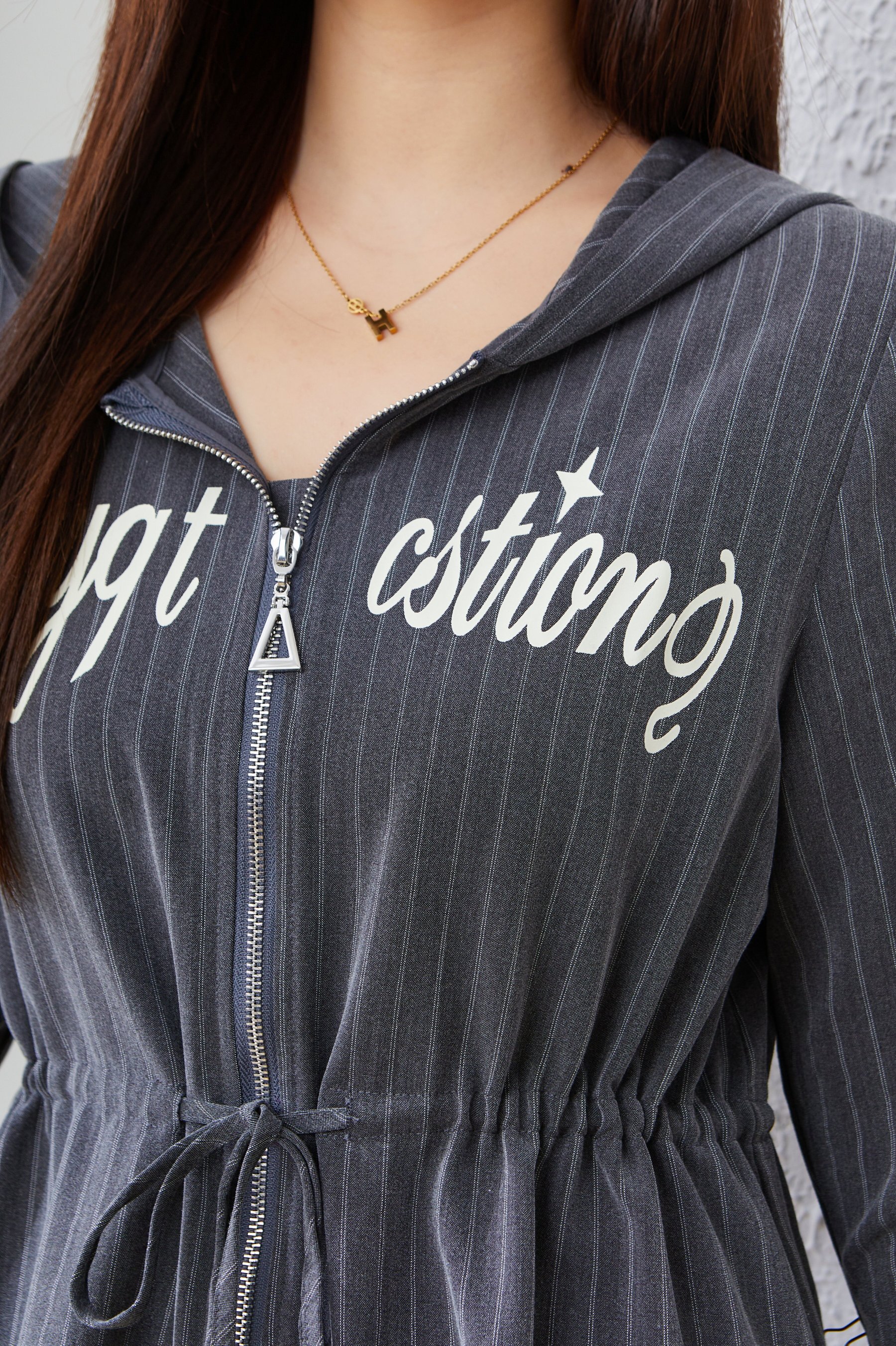 Hooded Waist Loose Dress CDQ0709N