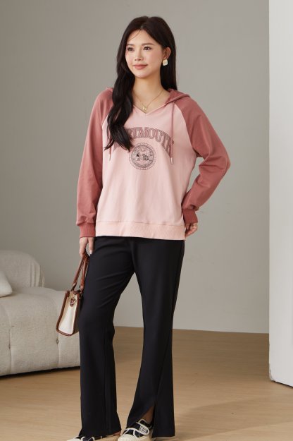 Color Block Raglan Letter Print Sweatshirt ECZ1235N