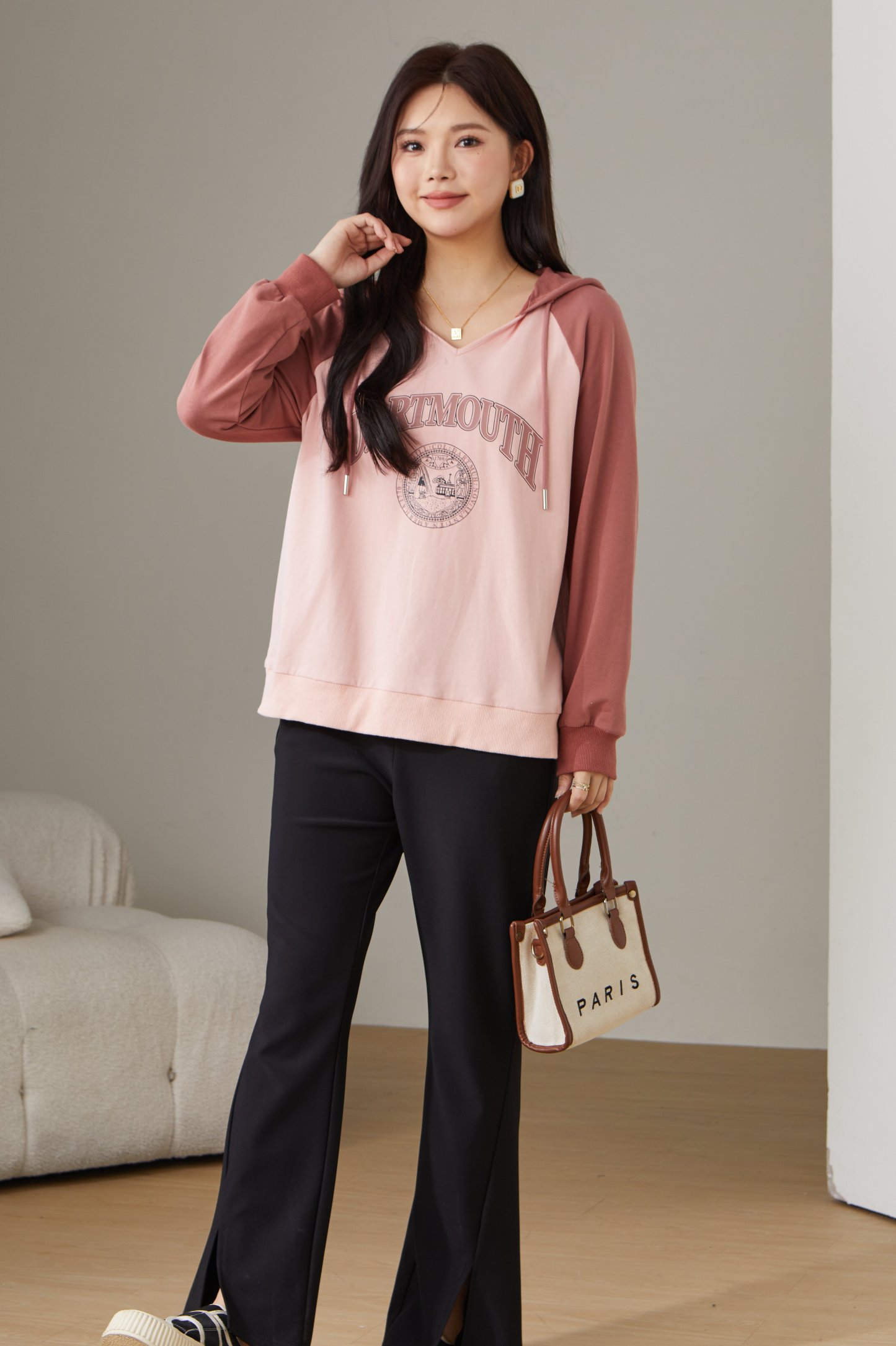 Color Block Raglan Letter Print Sweatshirt ECZ1235N