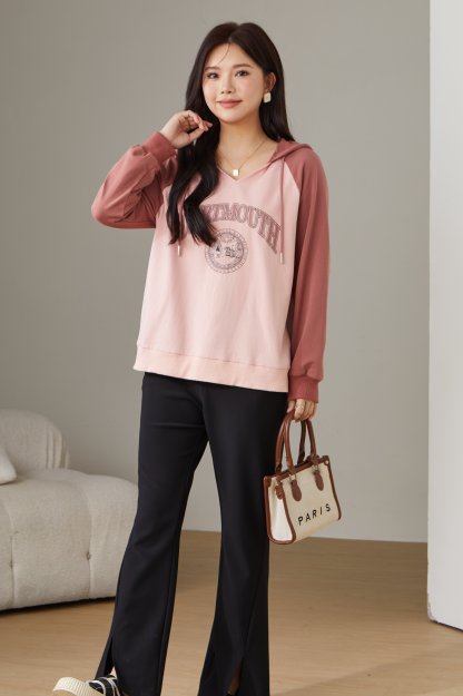 Color Block Raglan Letter Print Sweatshirt ECZ1235N