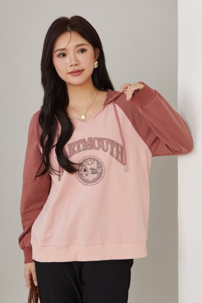 Color Block Raglan Letter Print Sweatshirt ECZ1235N