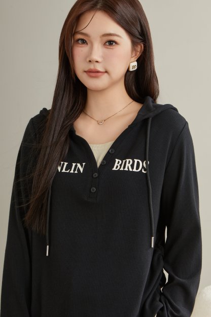 Fake Two-Piece Spliced Hooded Long Sleeve T-Shirt Top ECZ1921