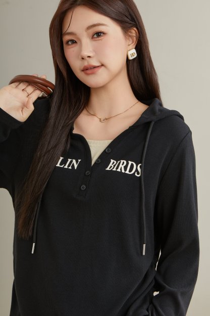 Fake Two-Piece Spliced Hooded Long Sleeve T-Shirt Top ECZ1921