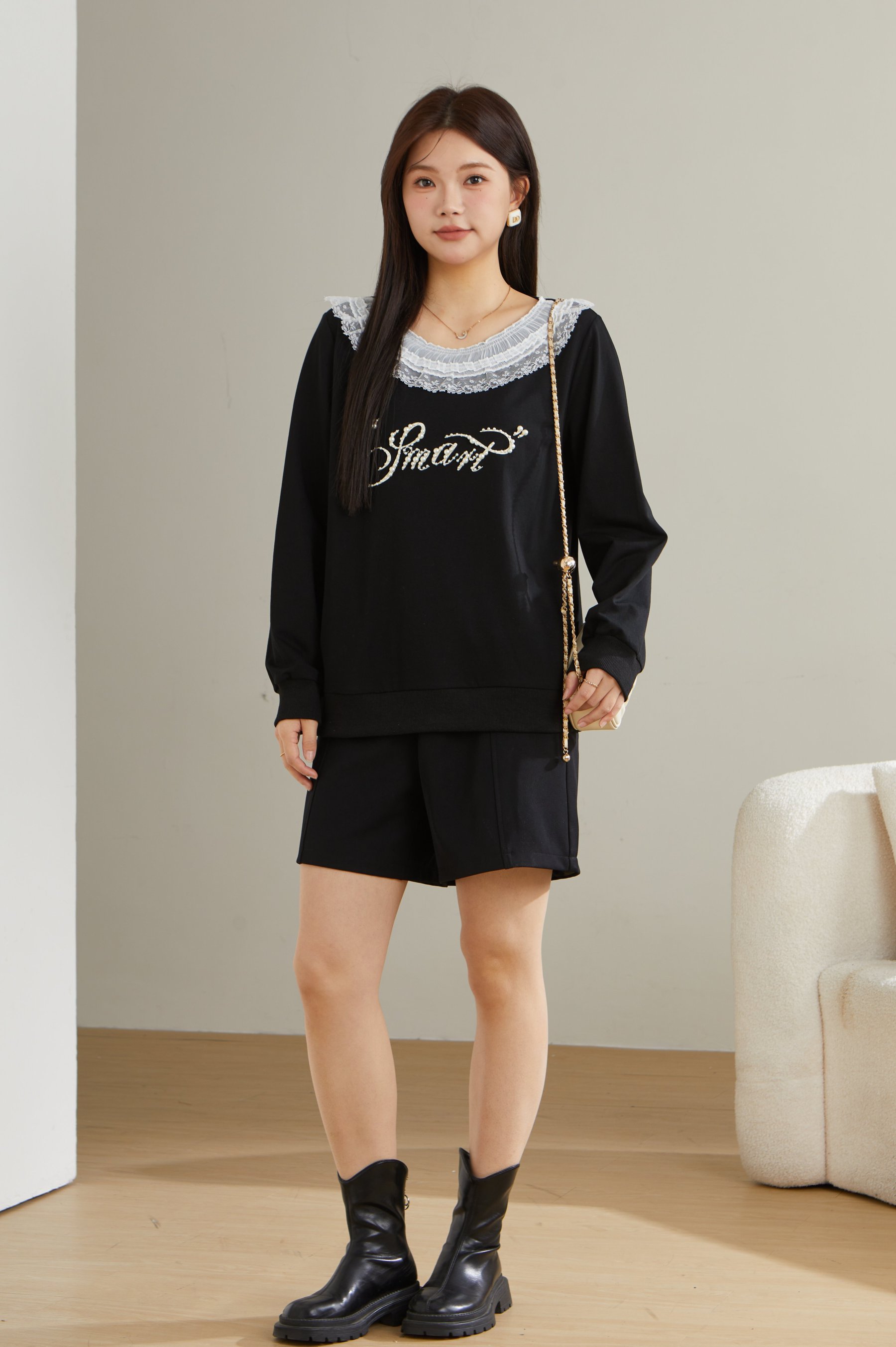 Printed Patchwork Lace T-Shirt Top ECZ2558