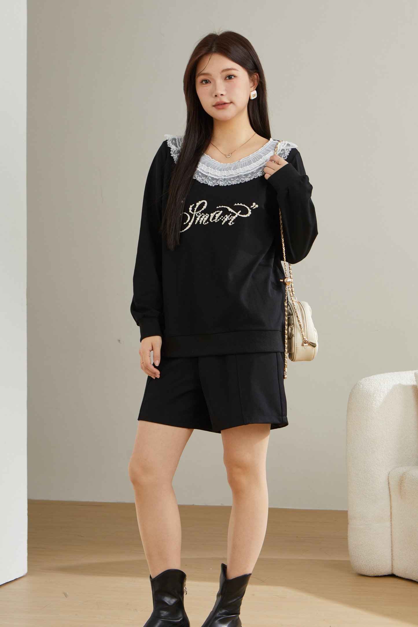 Printed Patchwork Lace T-Shirt Top ECZ2558