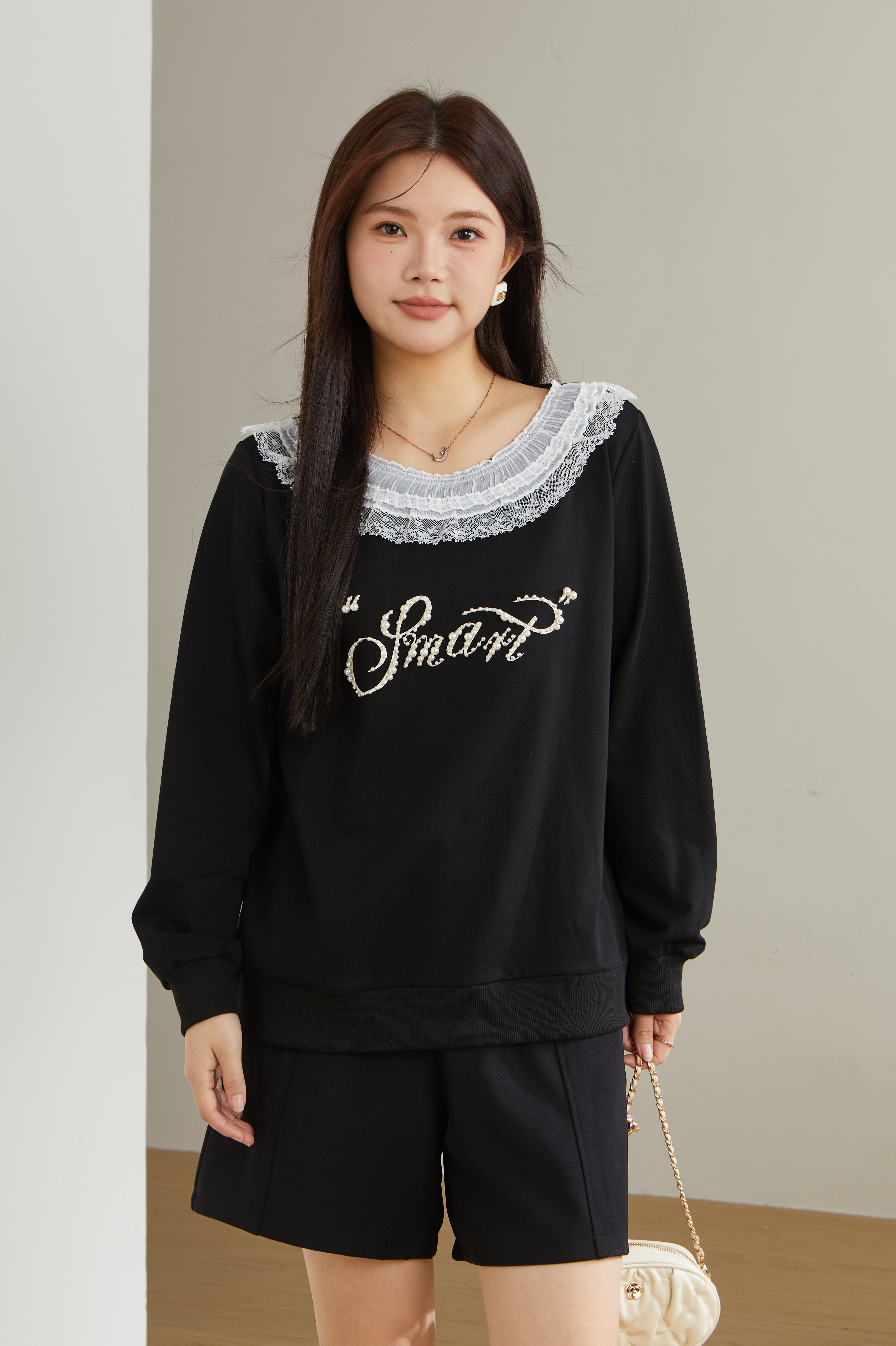 Printed Patchwork Lace T-Shirt Top ECZ2558