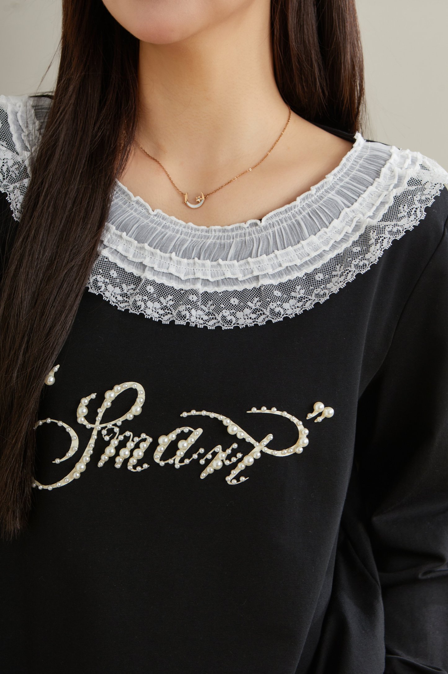 Printed Patchwork Lace T-Shirt Top ECZ2558