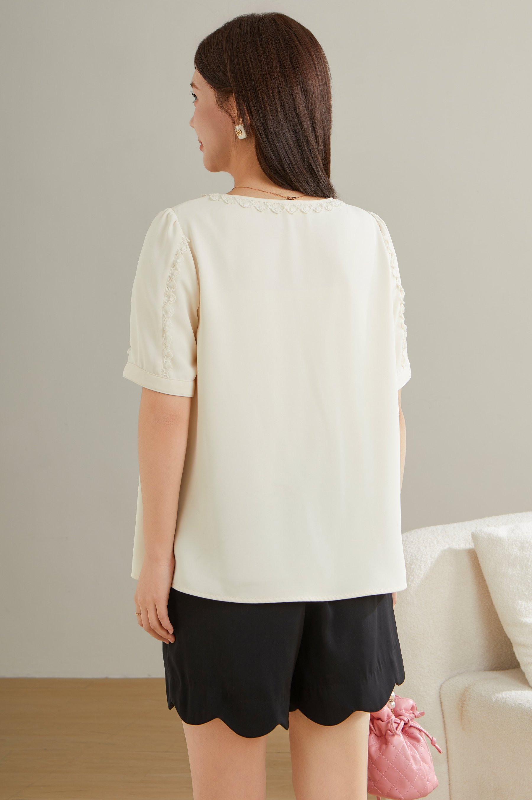 round Neck Stitching Printing T-shirt Top Eca2575