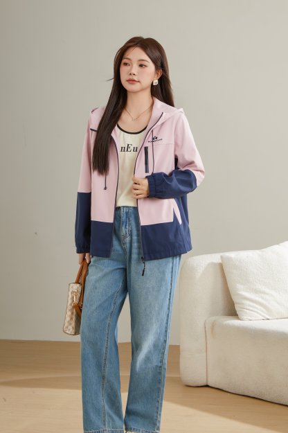 Color Contrast Patchwork Jacket Coat Ddw2107