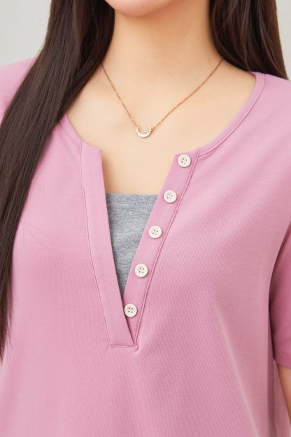 Patchwork Fake Two-Piece French Style T-Shirt DXZ1256