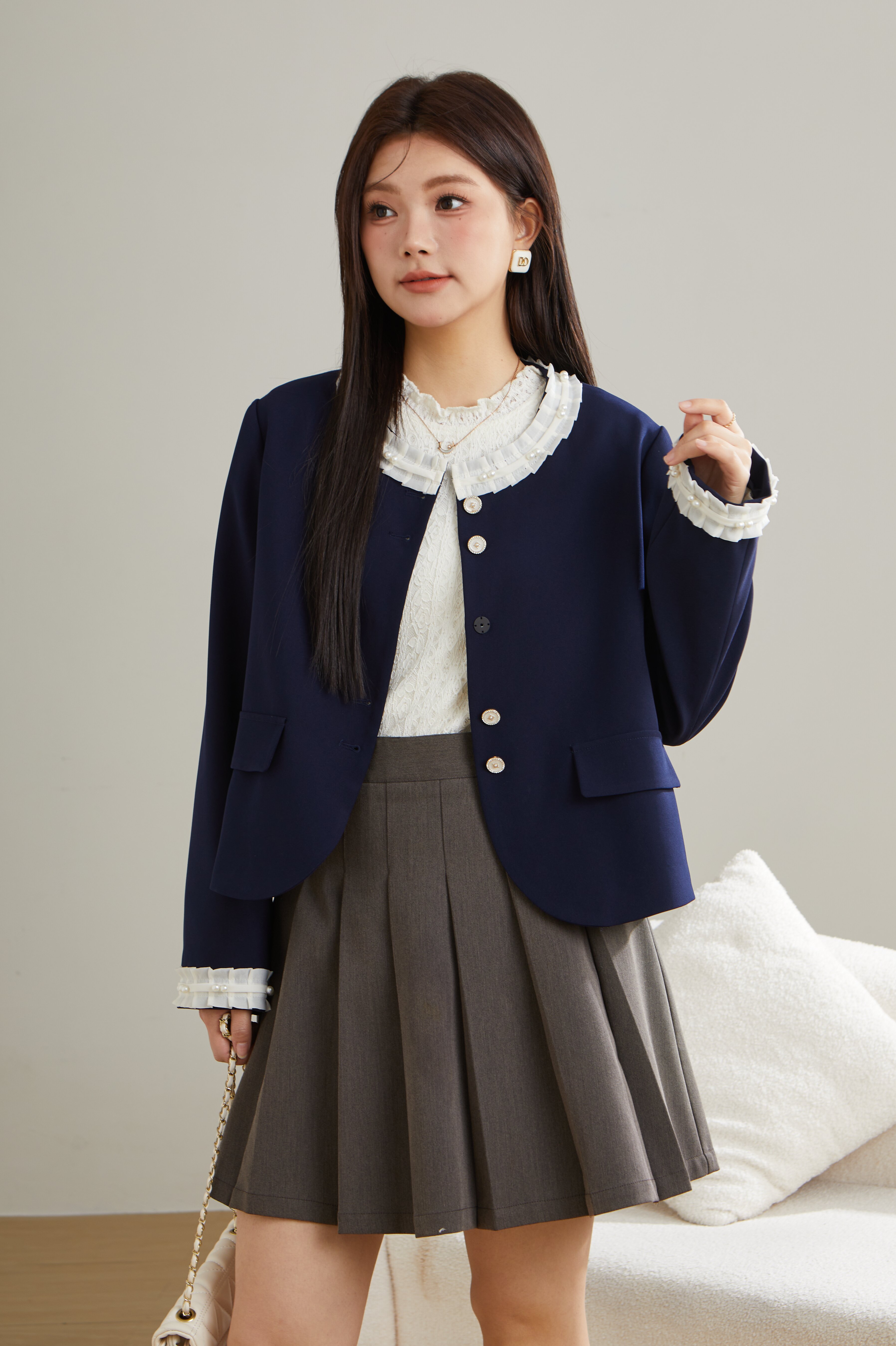 Lace Patchwork Blazer ECW2512