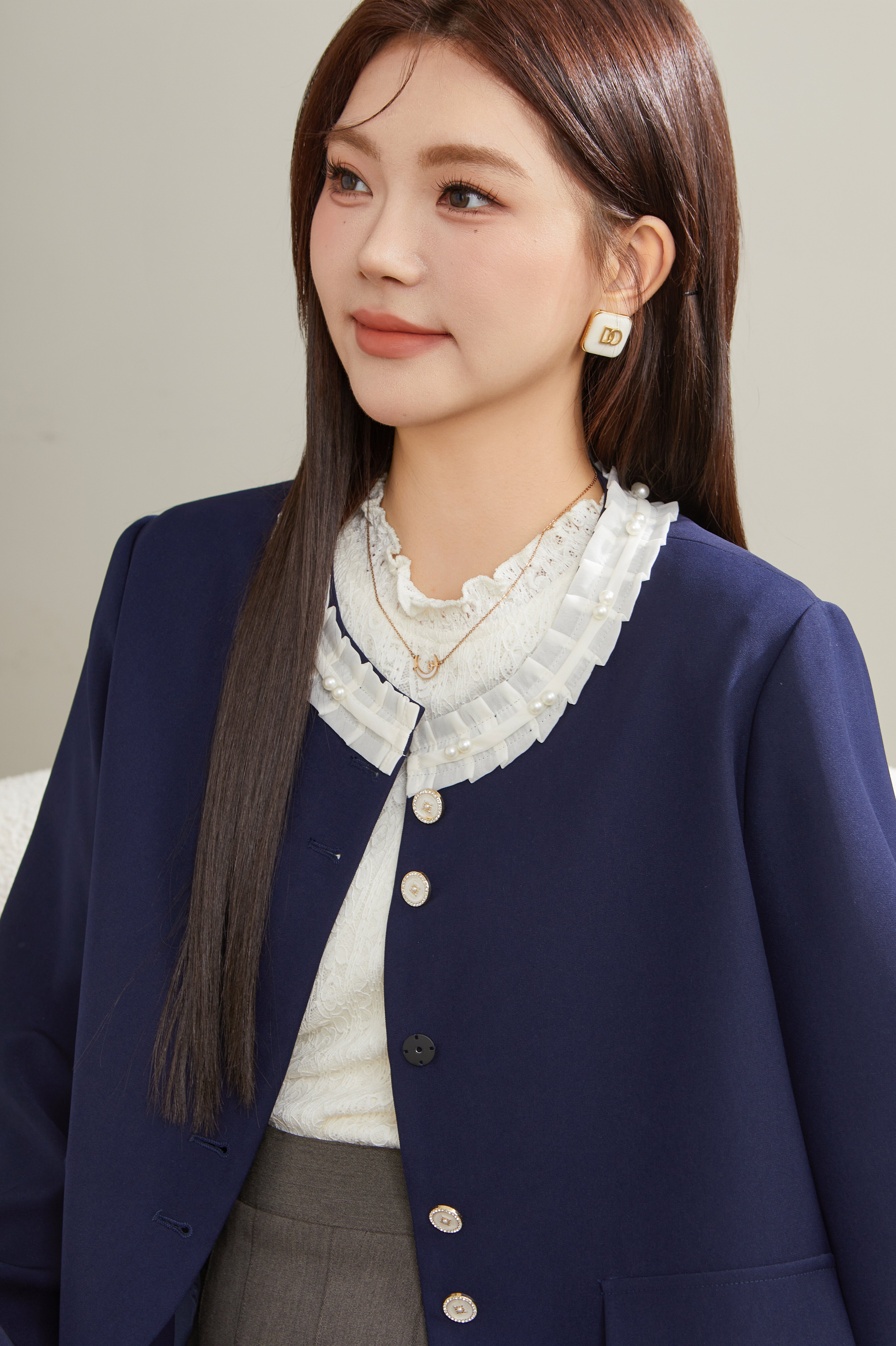 Lace Patchwork Blazer ECW2512