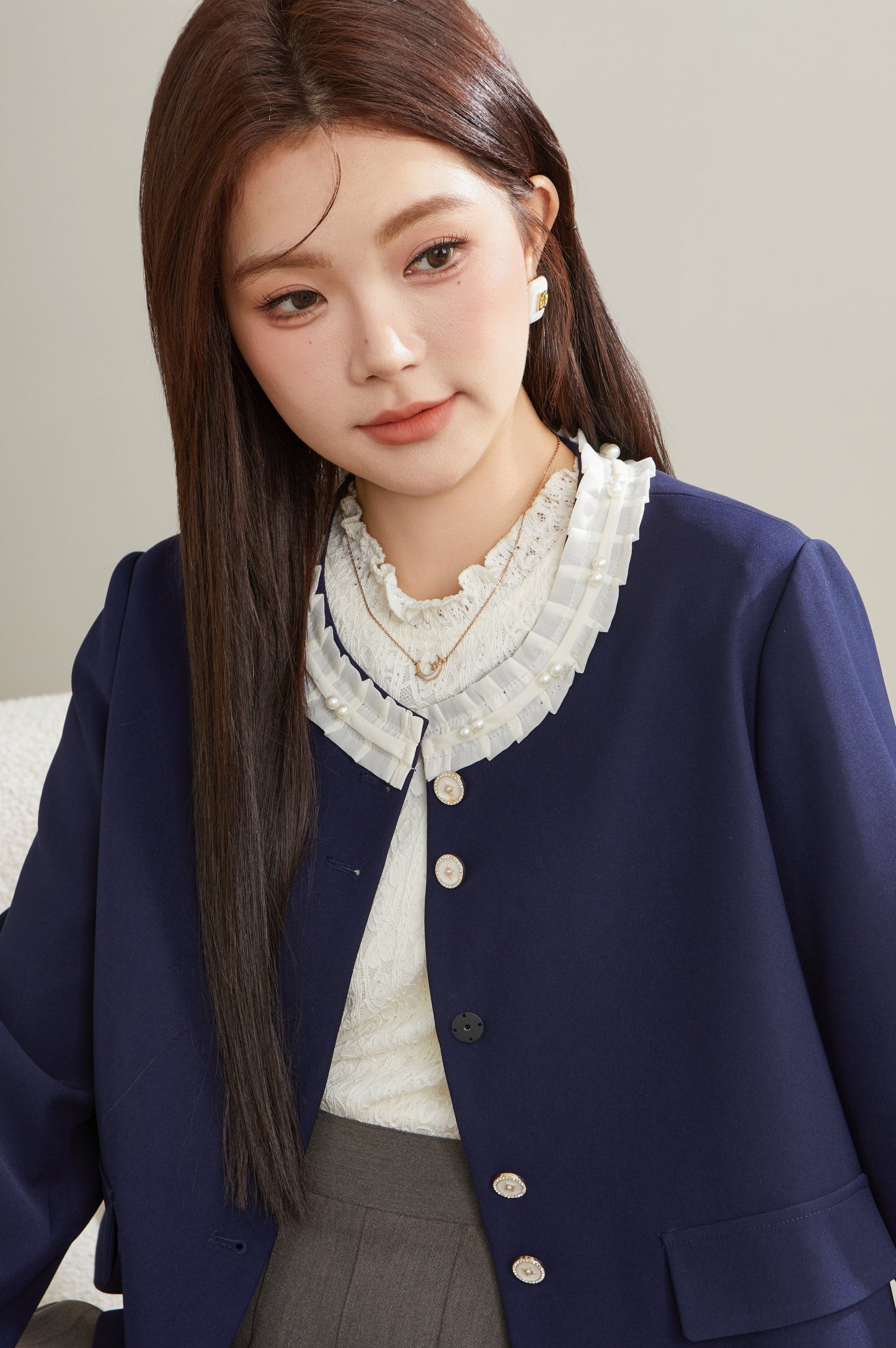 Lace Patchwork Blazer ECW2512