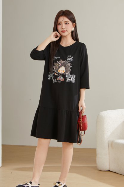 Ruffled Patchwork Printed Dress ECQ2380