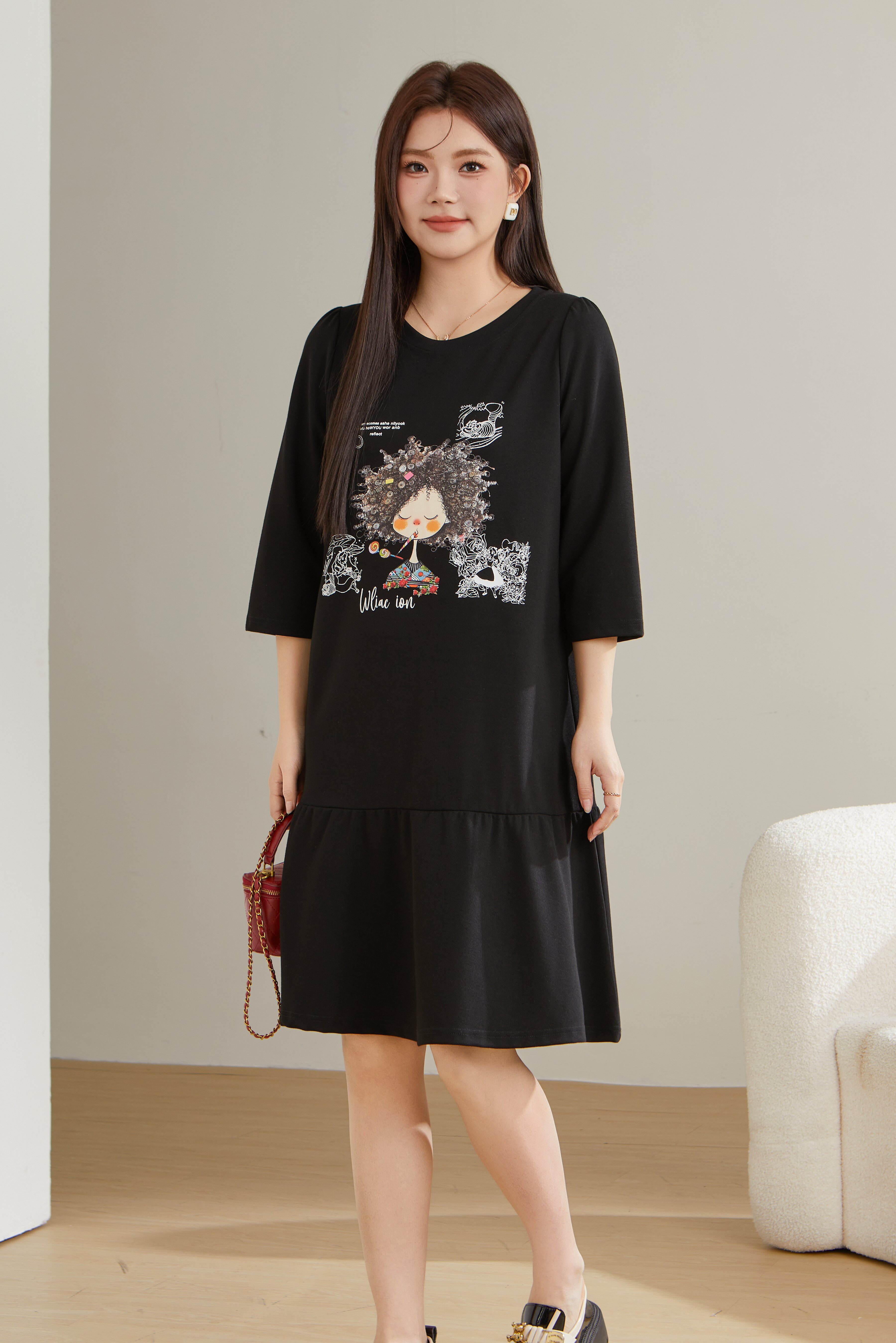 Ruffled Patchwork Printed Dress ECQ2380