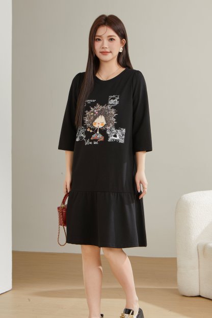 Ruffled Patchwork Printed Dress ECQ2380