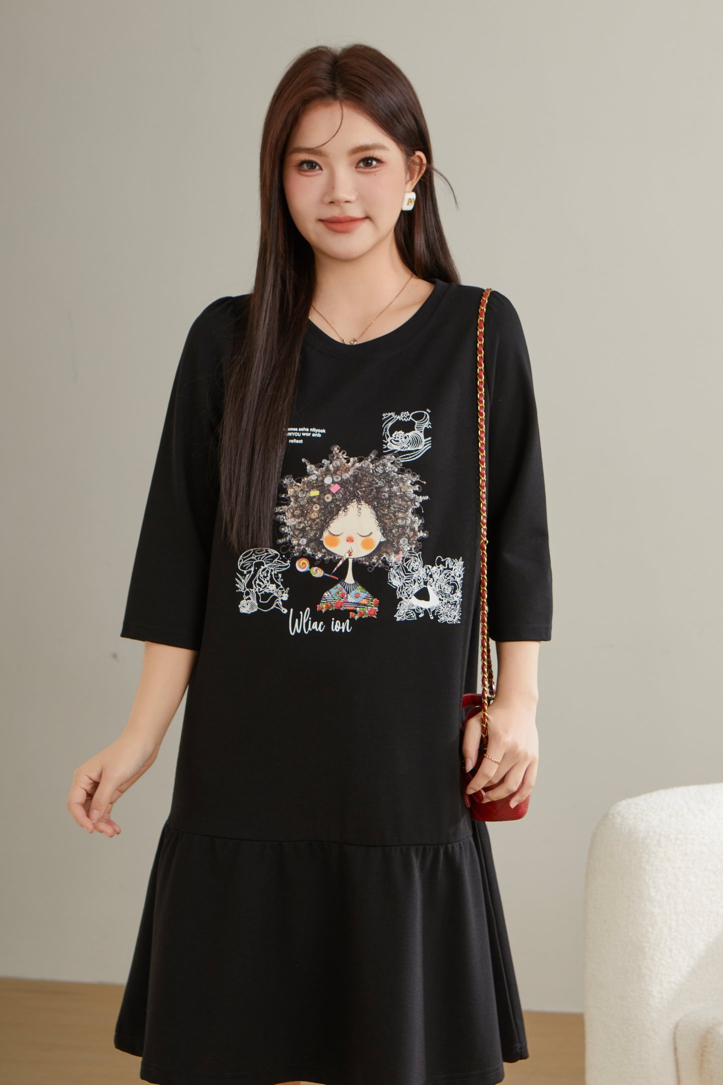 Ruffled Patchwork Printed Dress ECQ2380