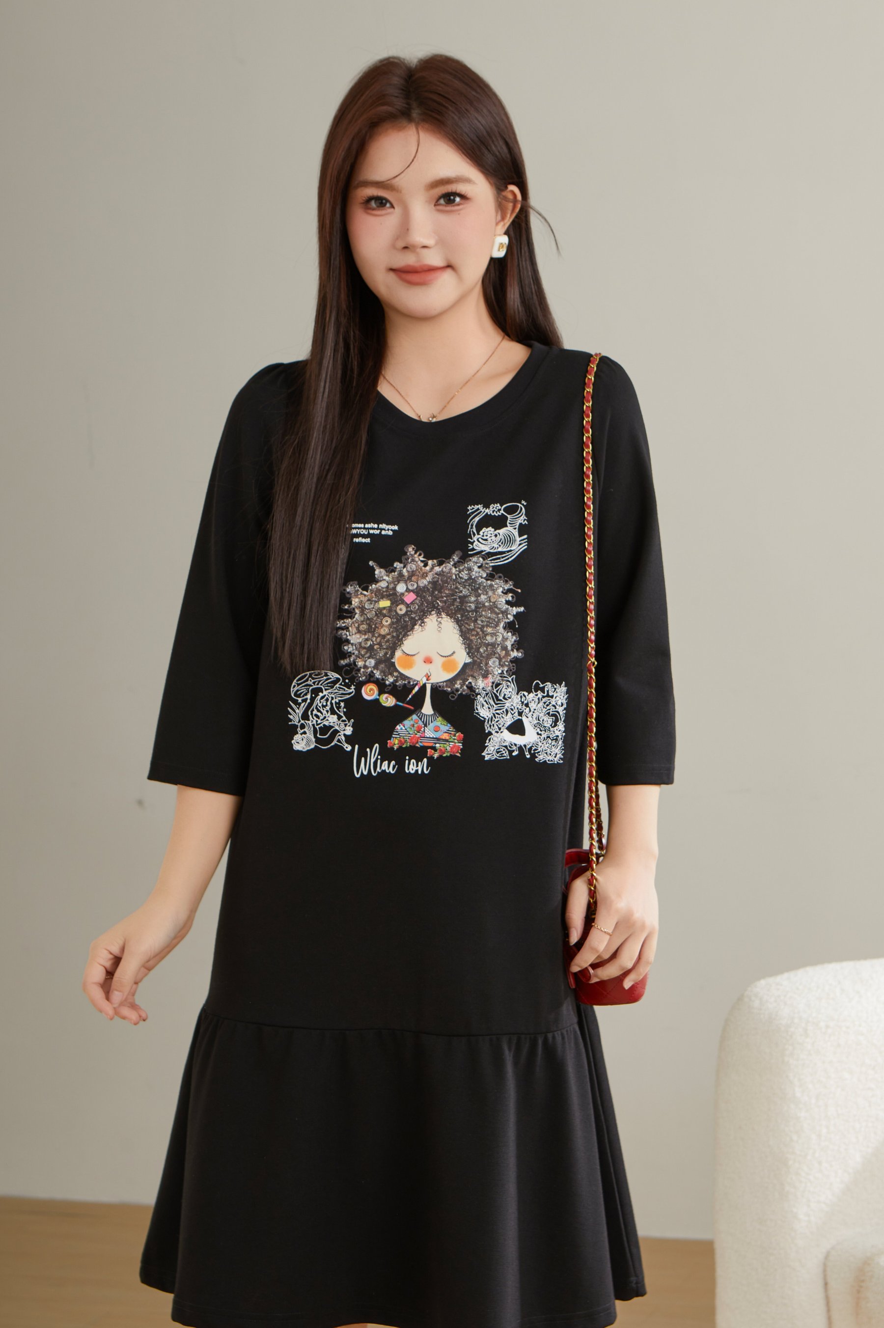 Ruffled Patchwork Printed Dress ECQ2380