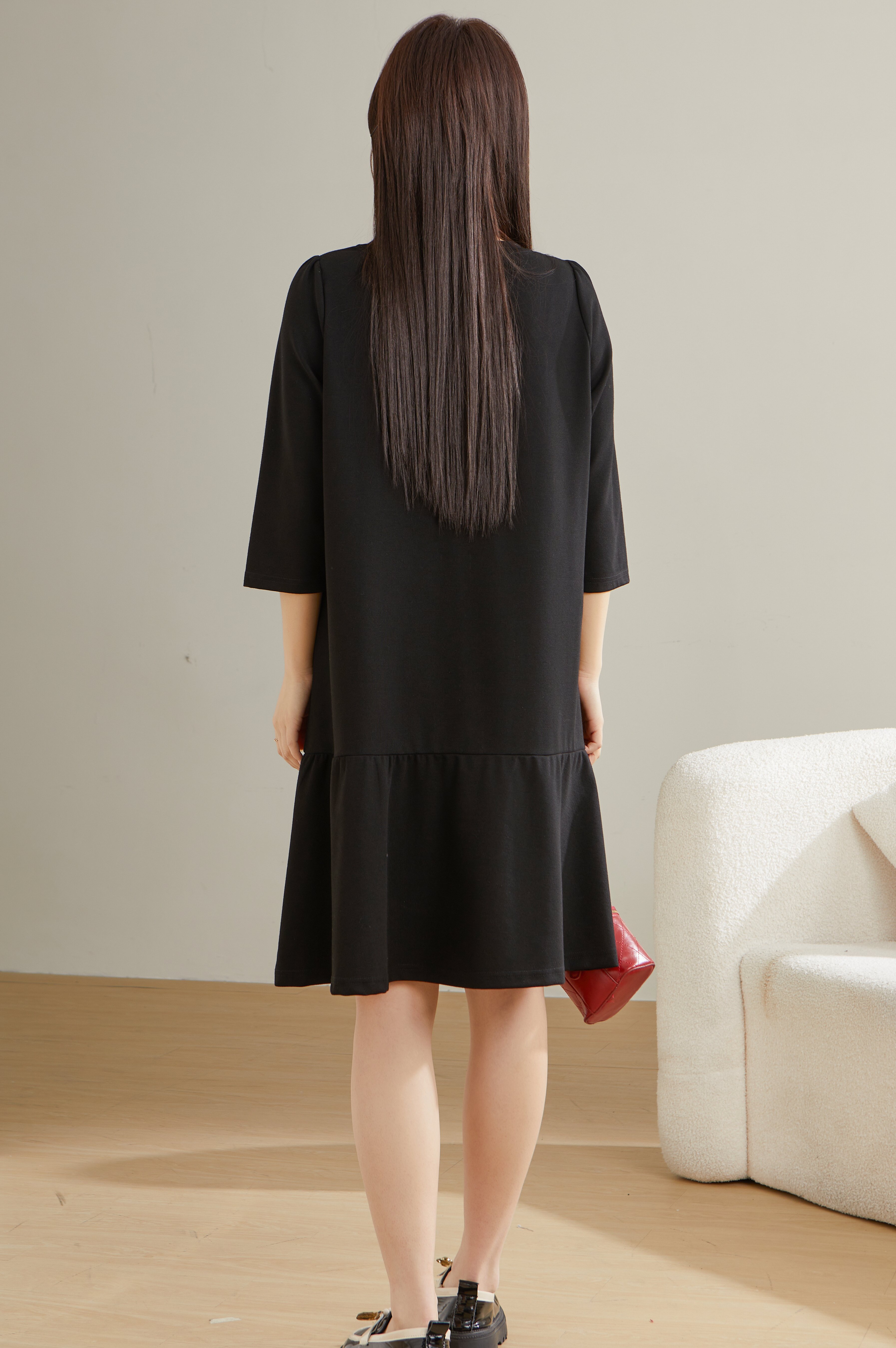 Ruffled Patchwork Printed Dress ECQ2380