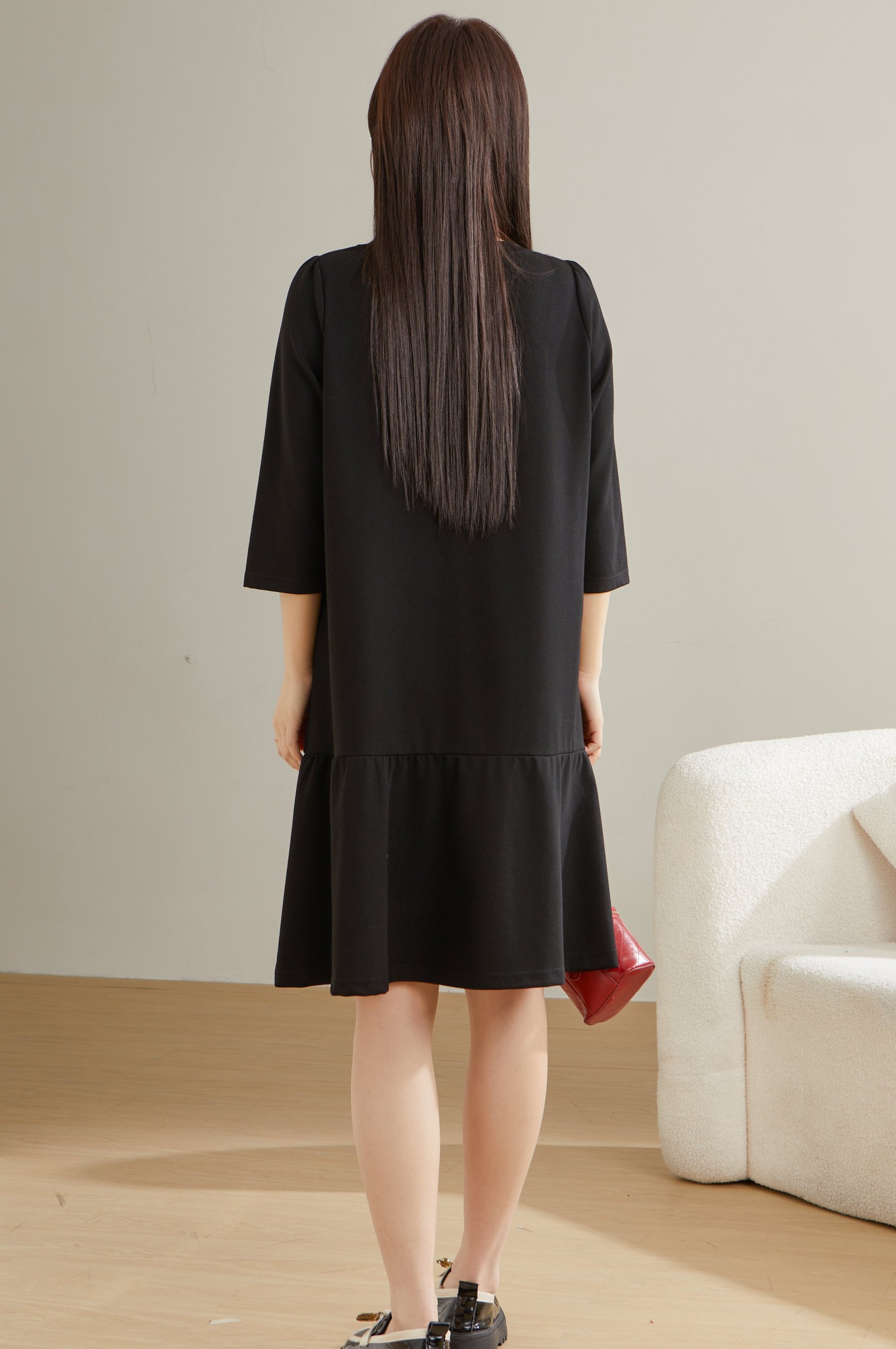 Ruffled Patchwork Printed Dress ECQ2380