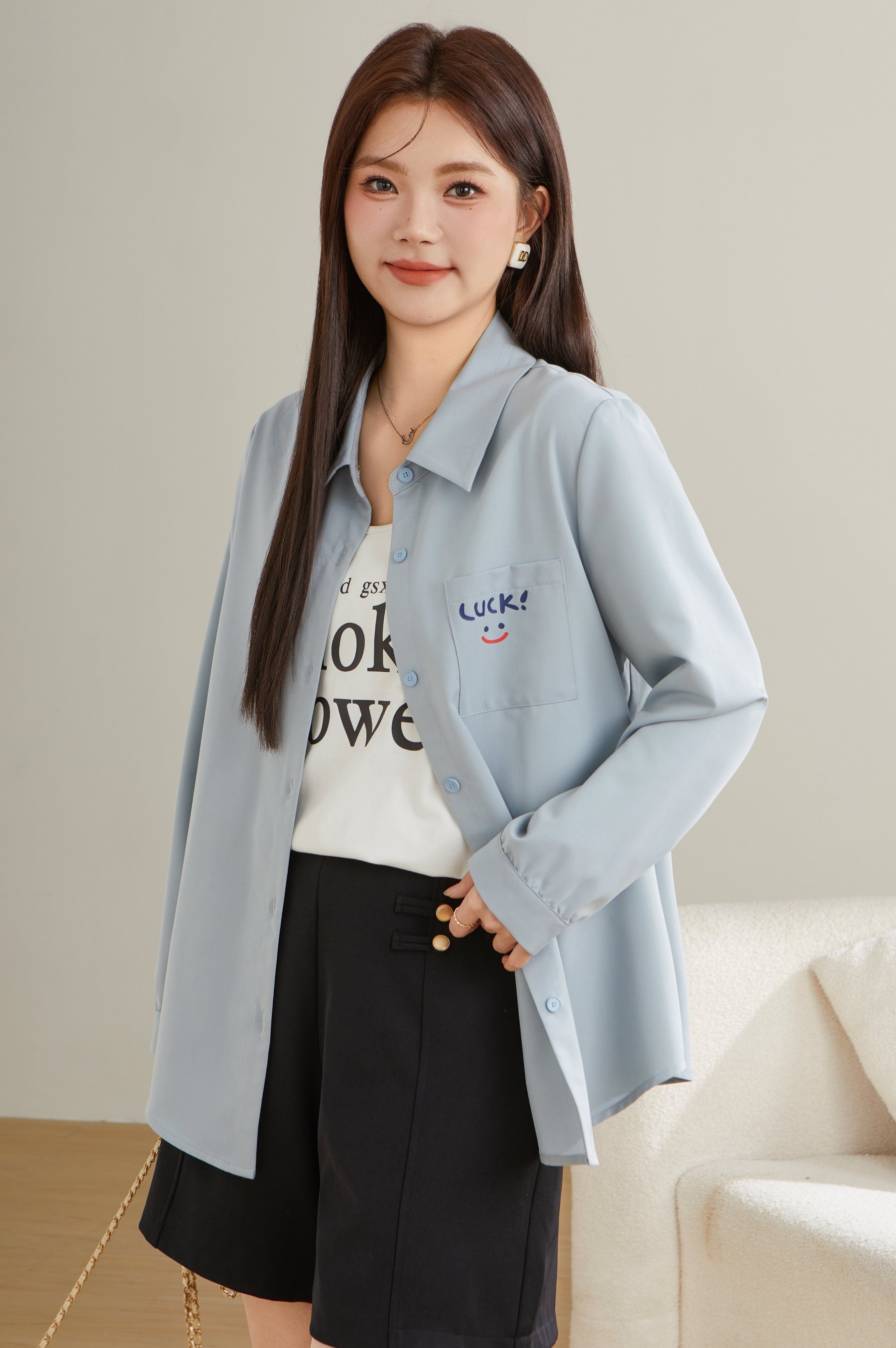 Cartoon Print Shirt Cardigan Top ECA2587