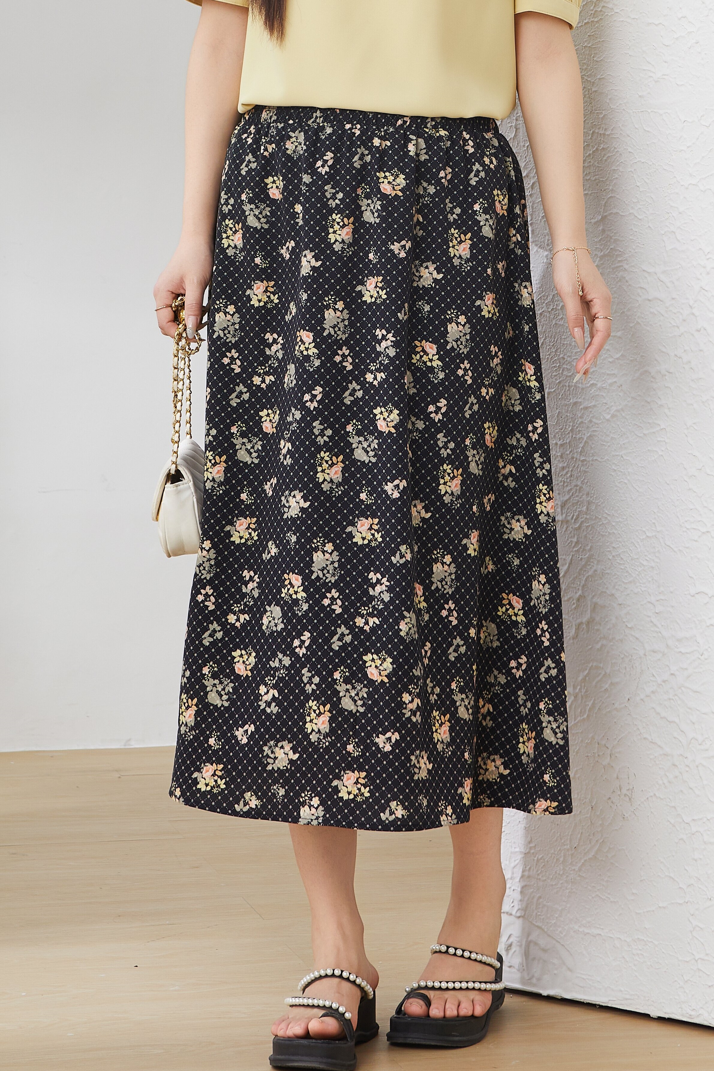 Flowing Floral Midi Skirt EXBQ5052