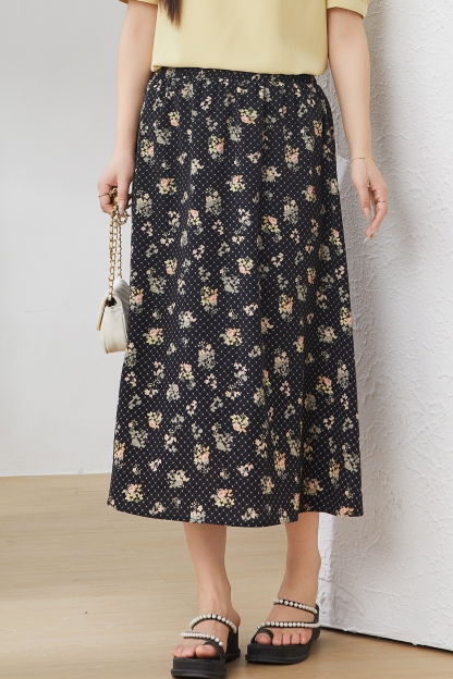 Flowing Floral Midi Skirt EXBQ5052