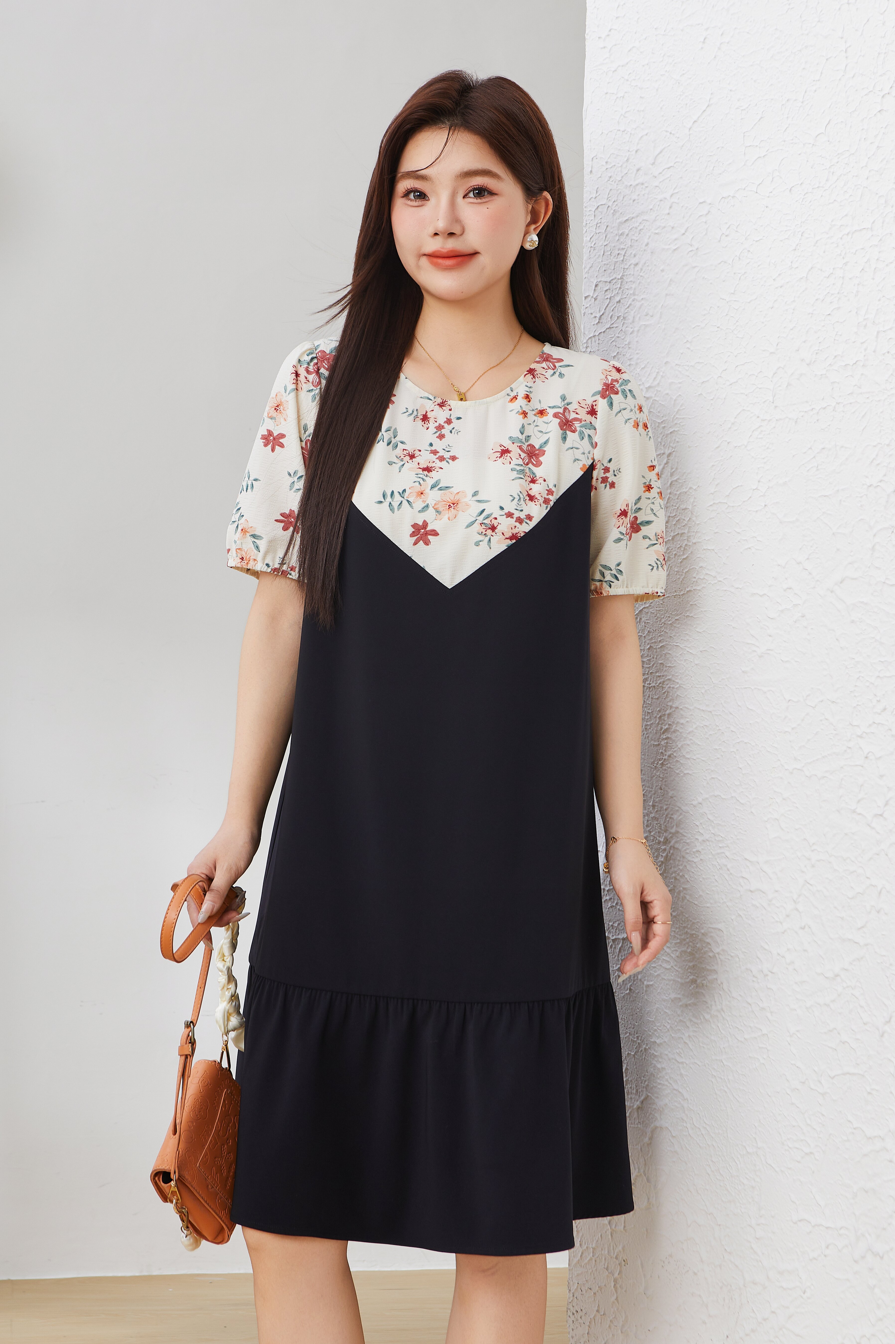 Ruffled Color-Block Patchwork Dress EXQ2996